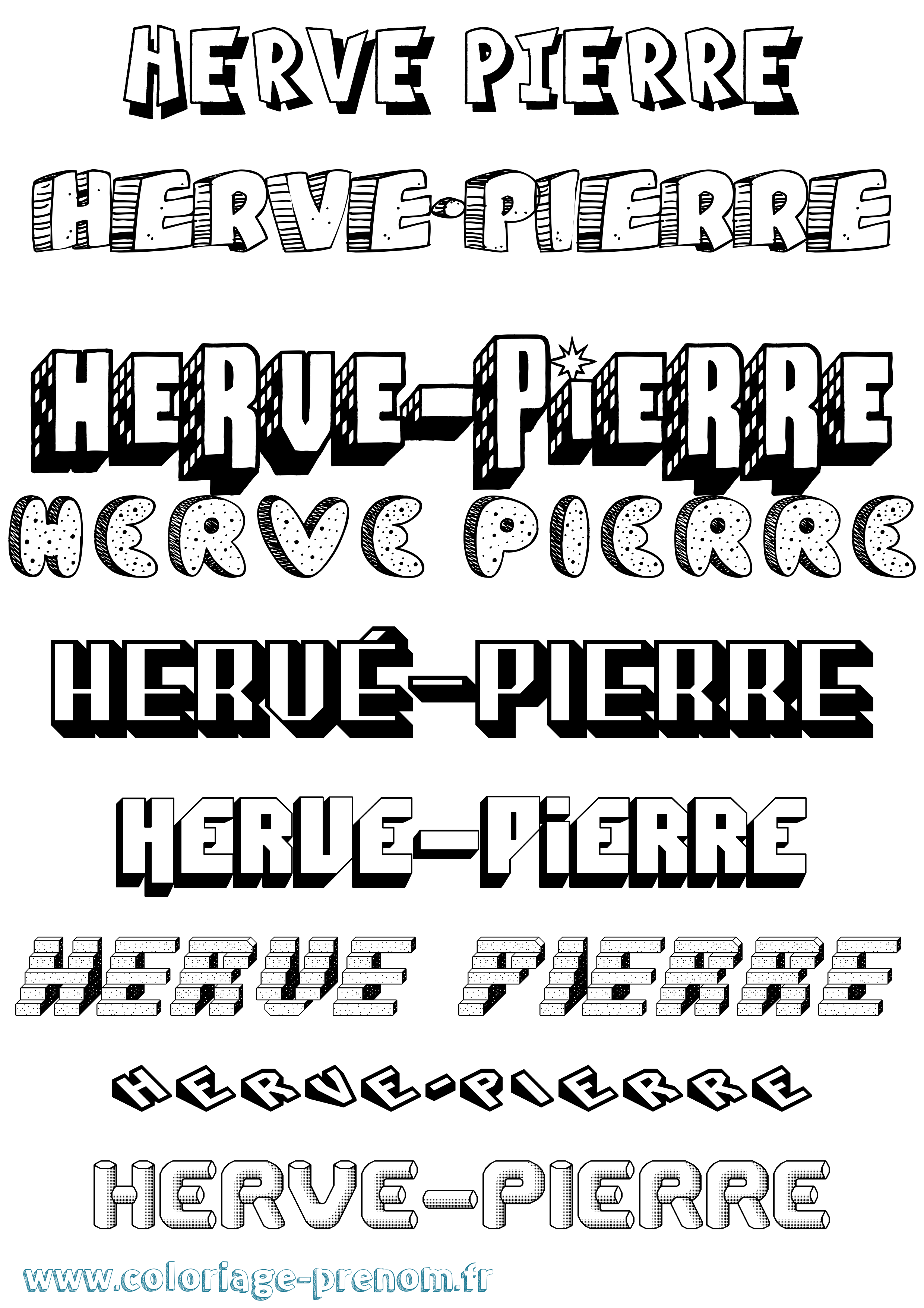 Coloriage Hervé-Pierre Effet 3D Coloriage prénom Hervé-Pierre Effet 3D