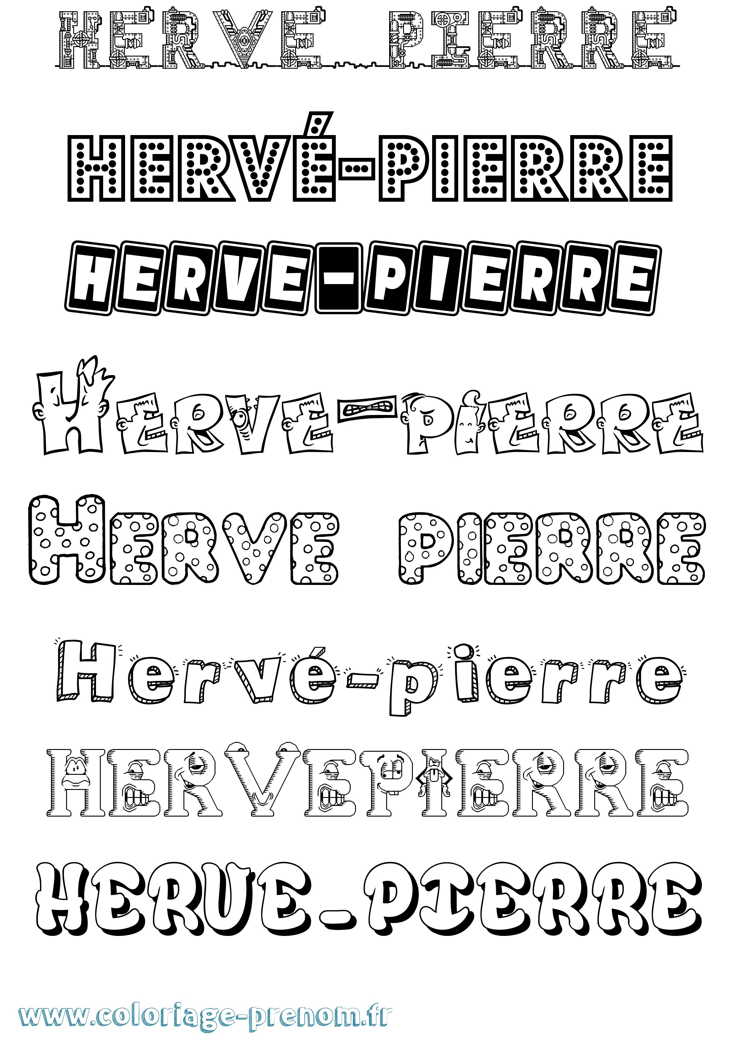 Coloriage Hervé-Pierre Fun Coloriage prénom Hervé-Pierre Fun