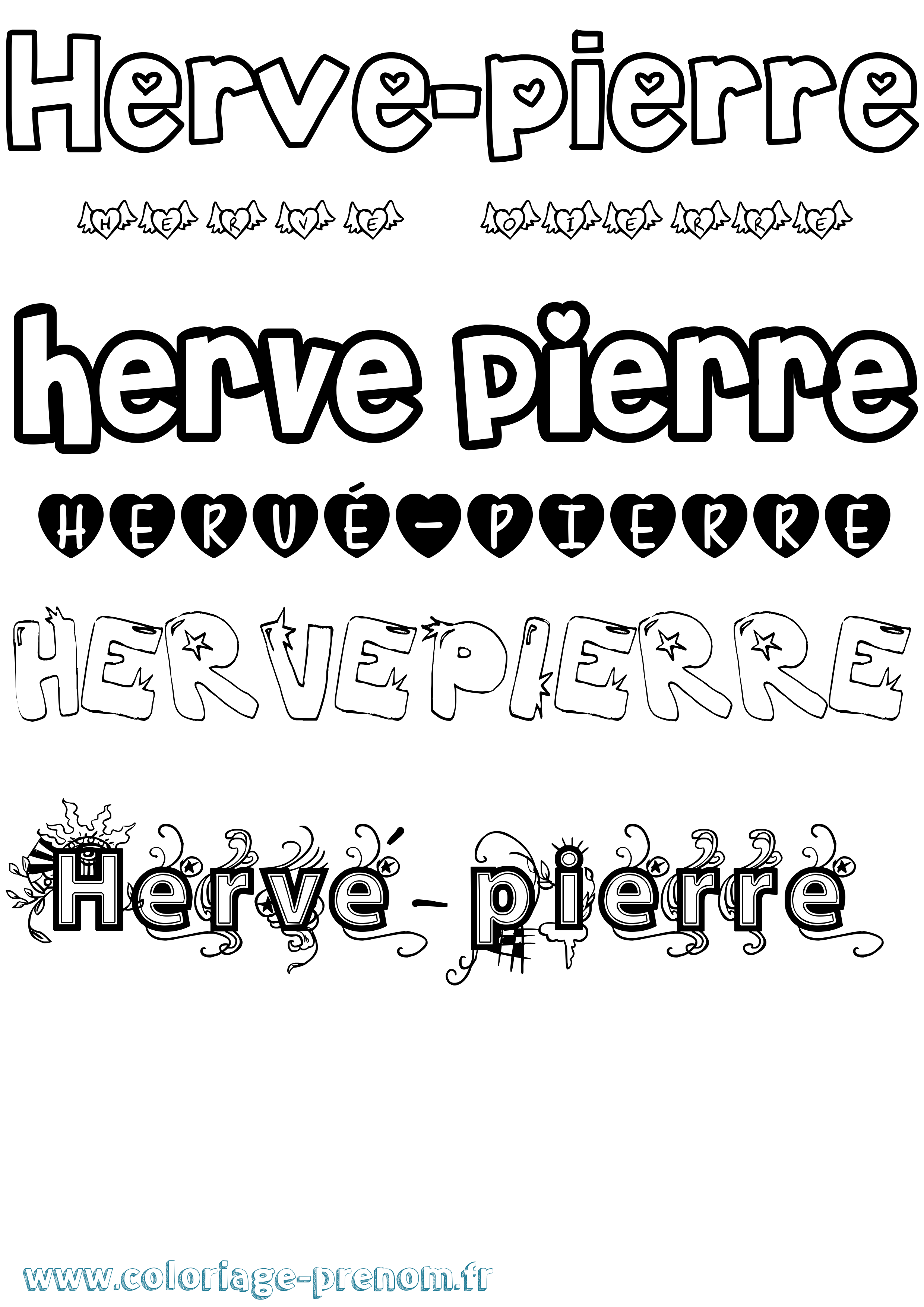 Coloriage Hervé-Pierre Girly Coloriage prénom Hervé-Pierre Girly