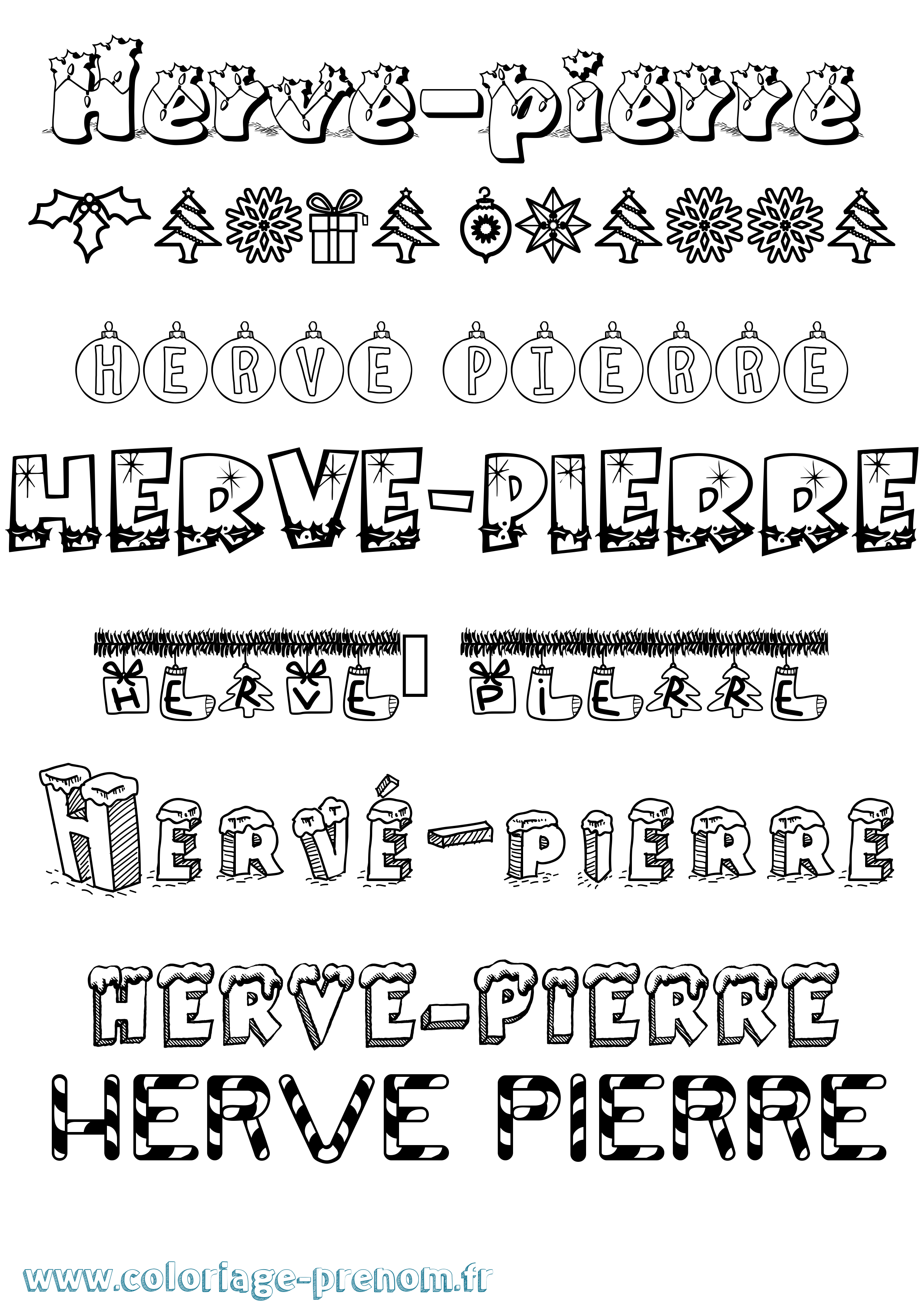 Coloriage Hervé-Pierre Noël Coloriage prénom Hervé-Pierre Noël