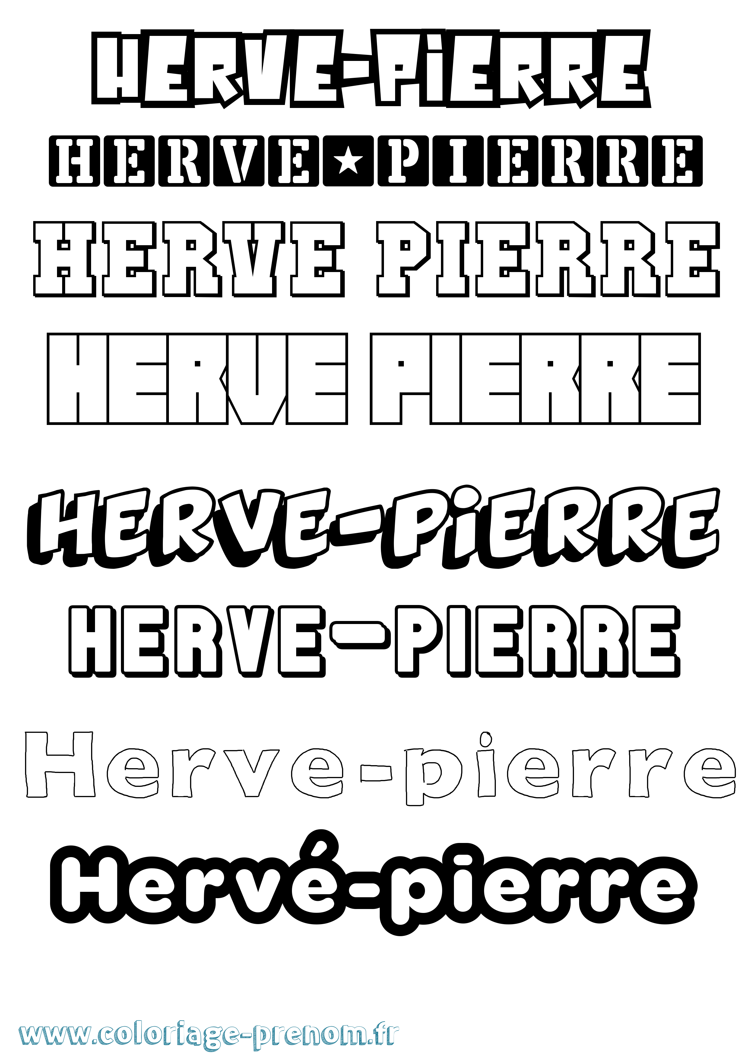 Coloriage Hervé-Pierre Simple Coloriage prénom Hervé-Pierre Simple