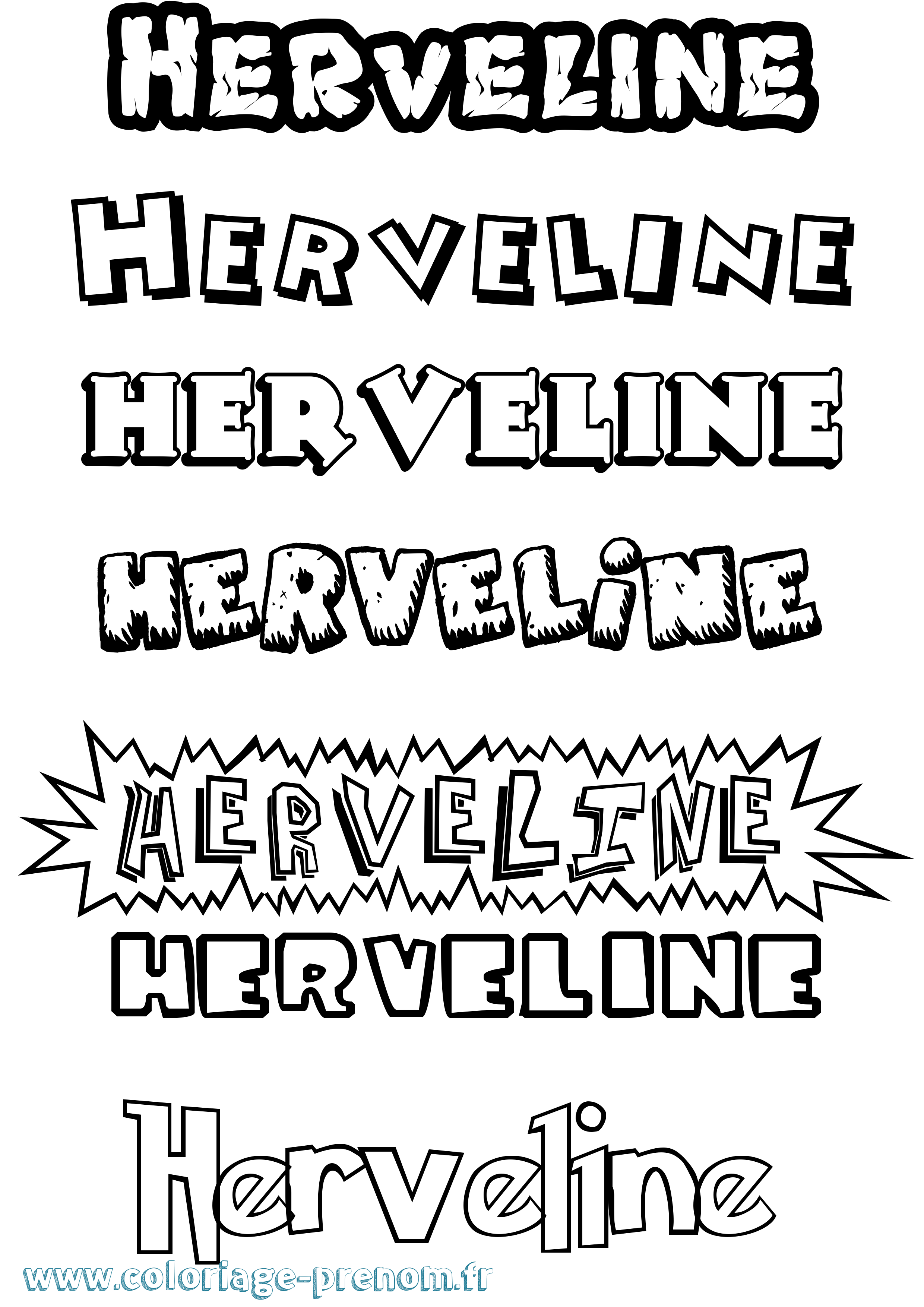 Coloriage Herveline Dessin Animé Coloriage prénom Herveline Dessin Animé