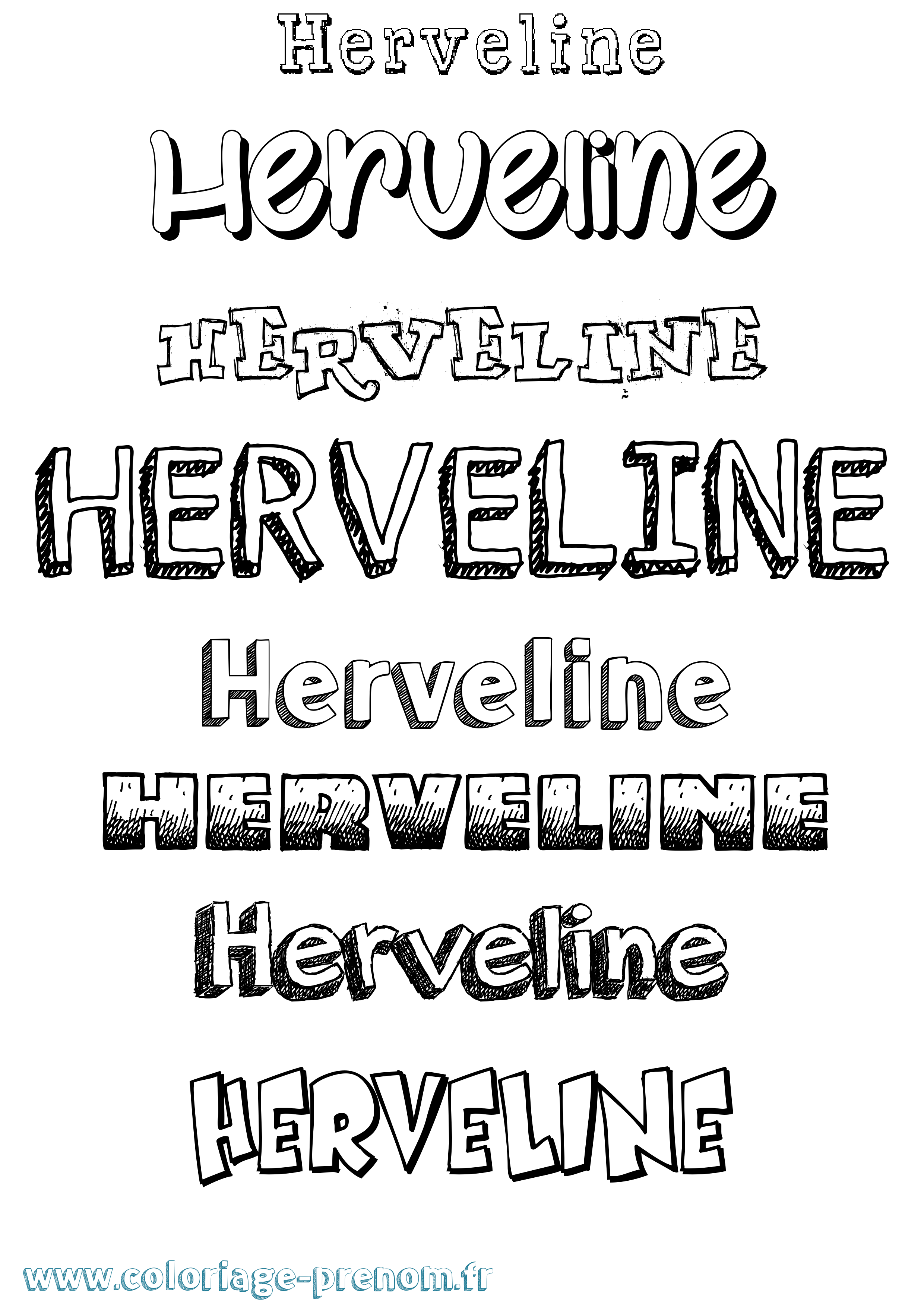 Coloriage Herveline Dessiné Coloriage prénom Herveline Dessiné