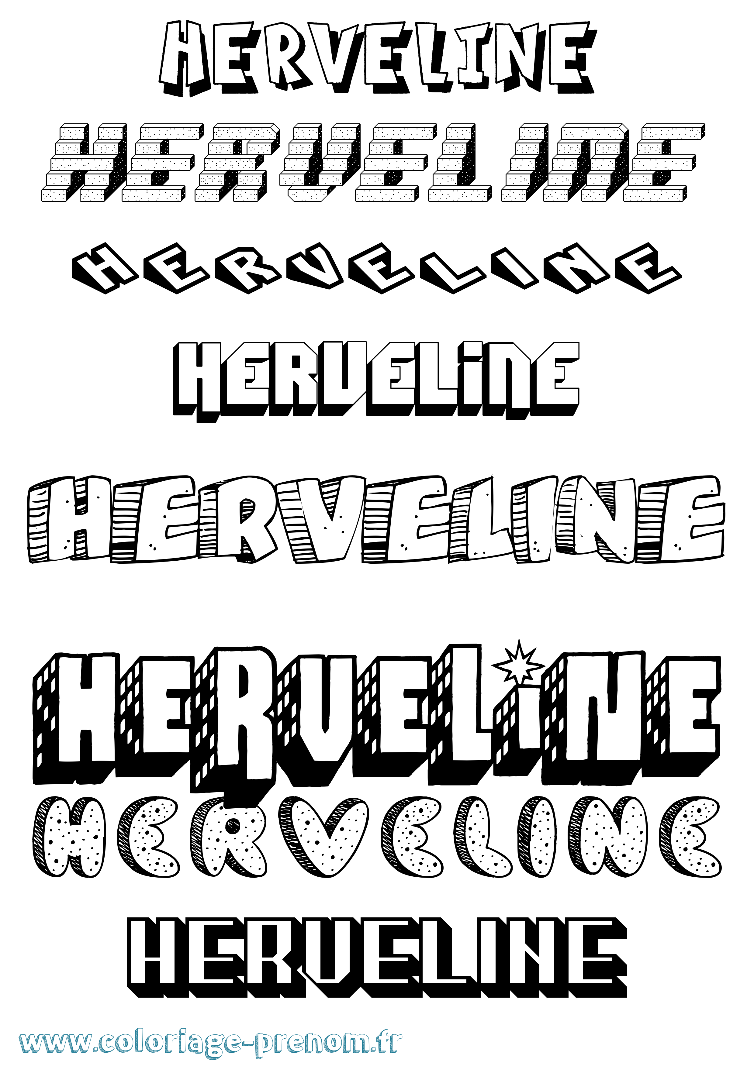 Coloriage Herveline Effet 3D Coloriage prénom Herveline Effet 3D
