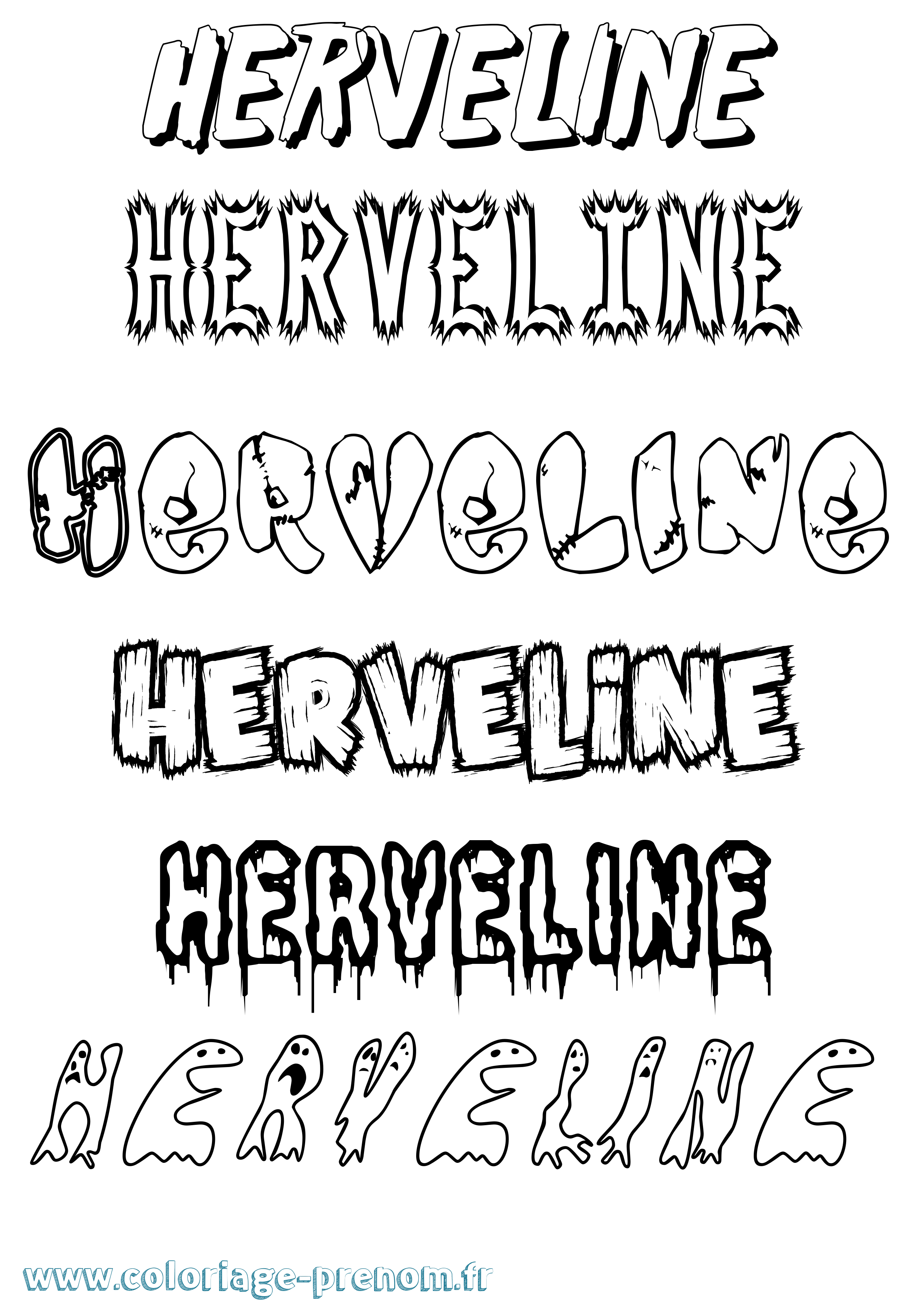 Coloriage Herveline Frisson Coloriage prénom Herveline Frisson