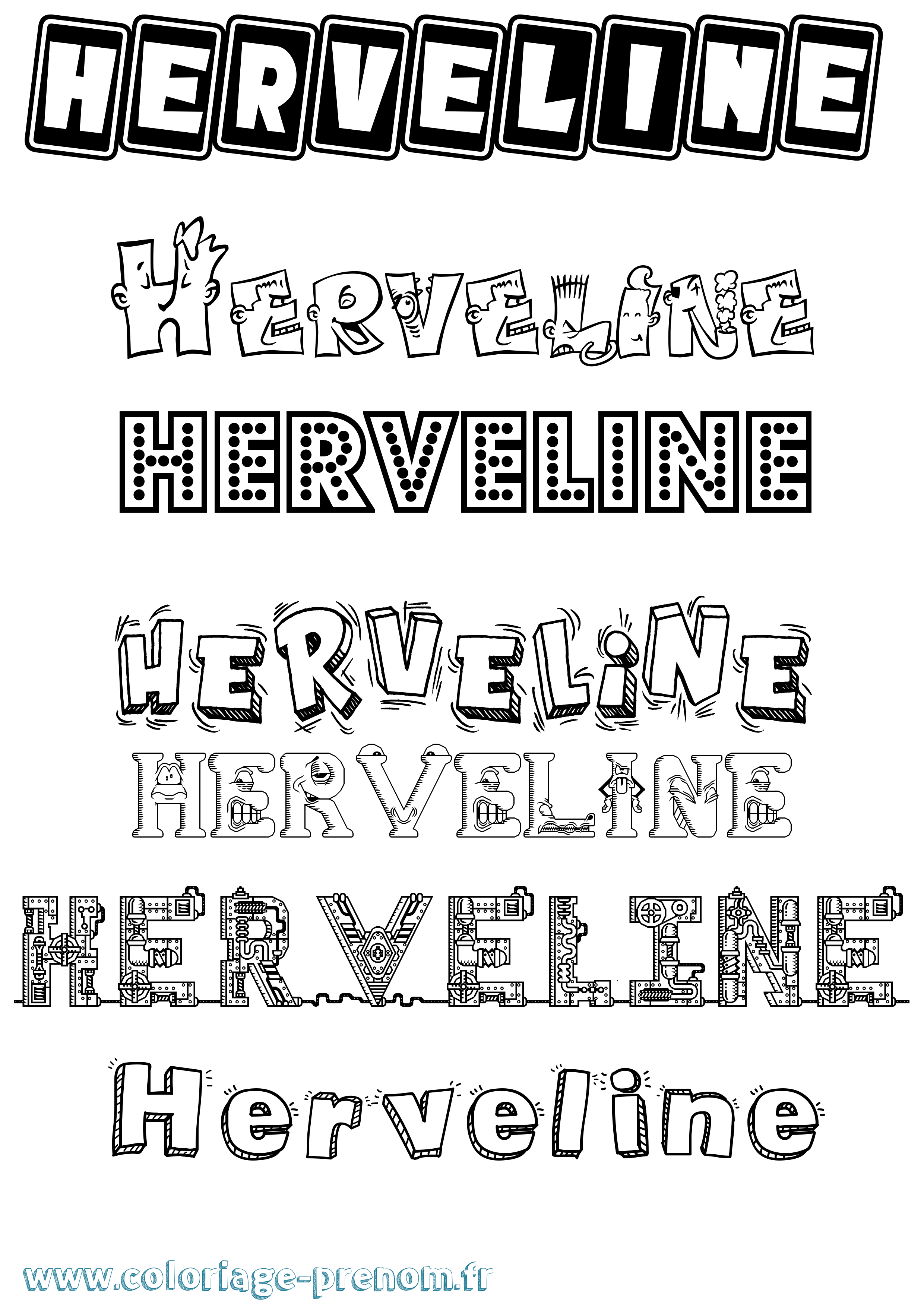 Coloriage Herveline Fun Coloriage prénom Herveline Fun