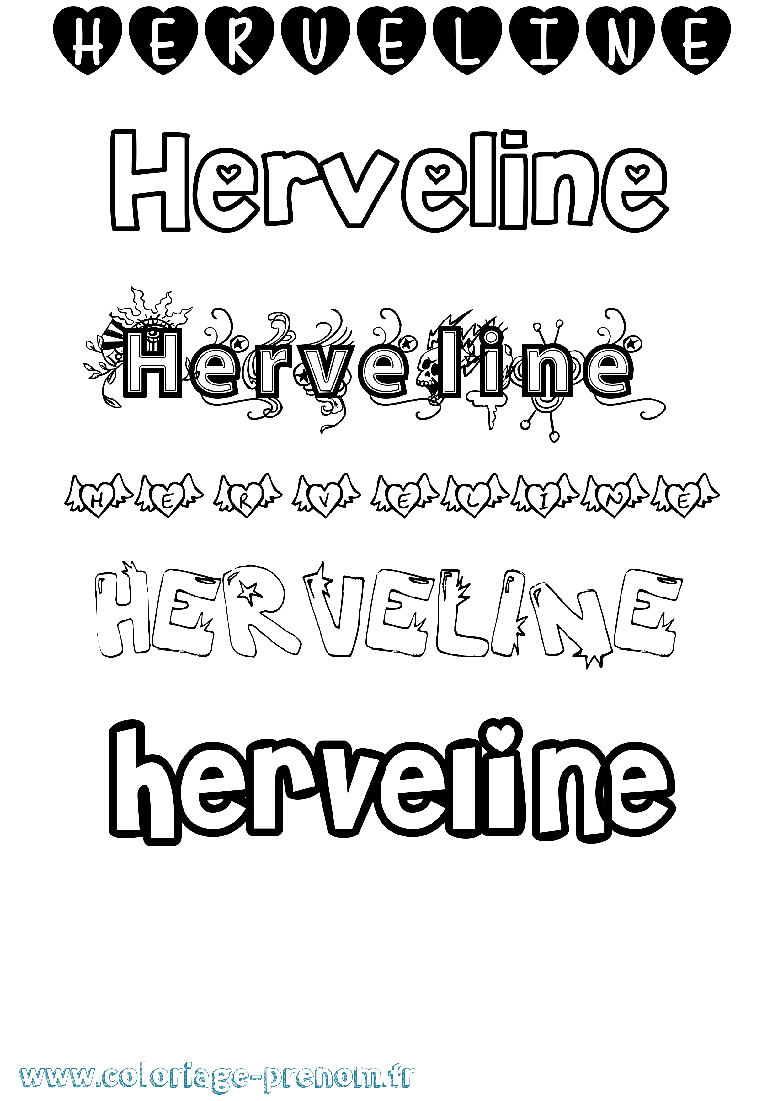 Coloriage Herveline Girly Coloriage prénom Herveline Girly