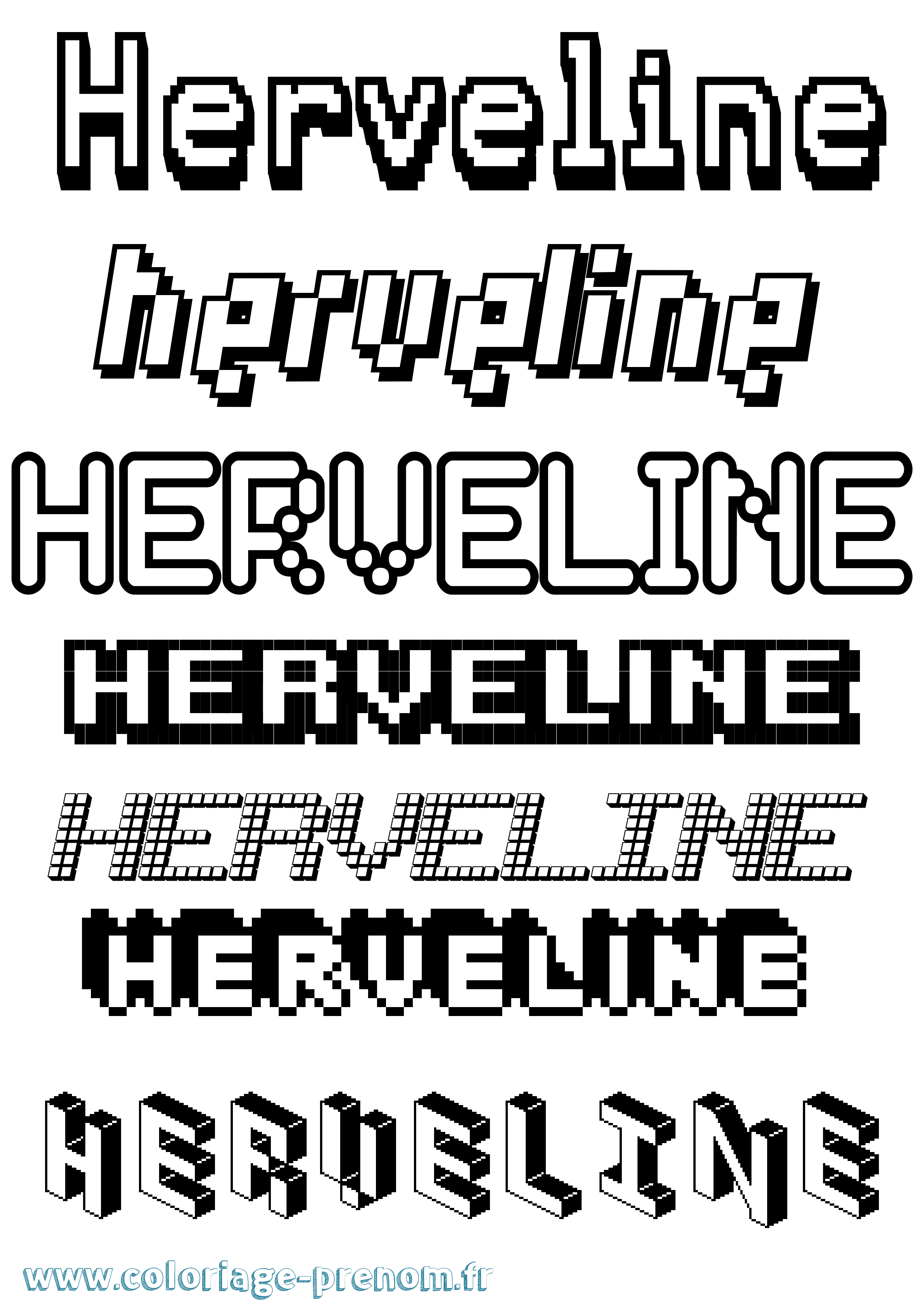 Coloriage Herveline Pixel Coloriage prénom Herveline Pixel