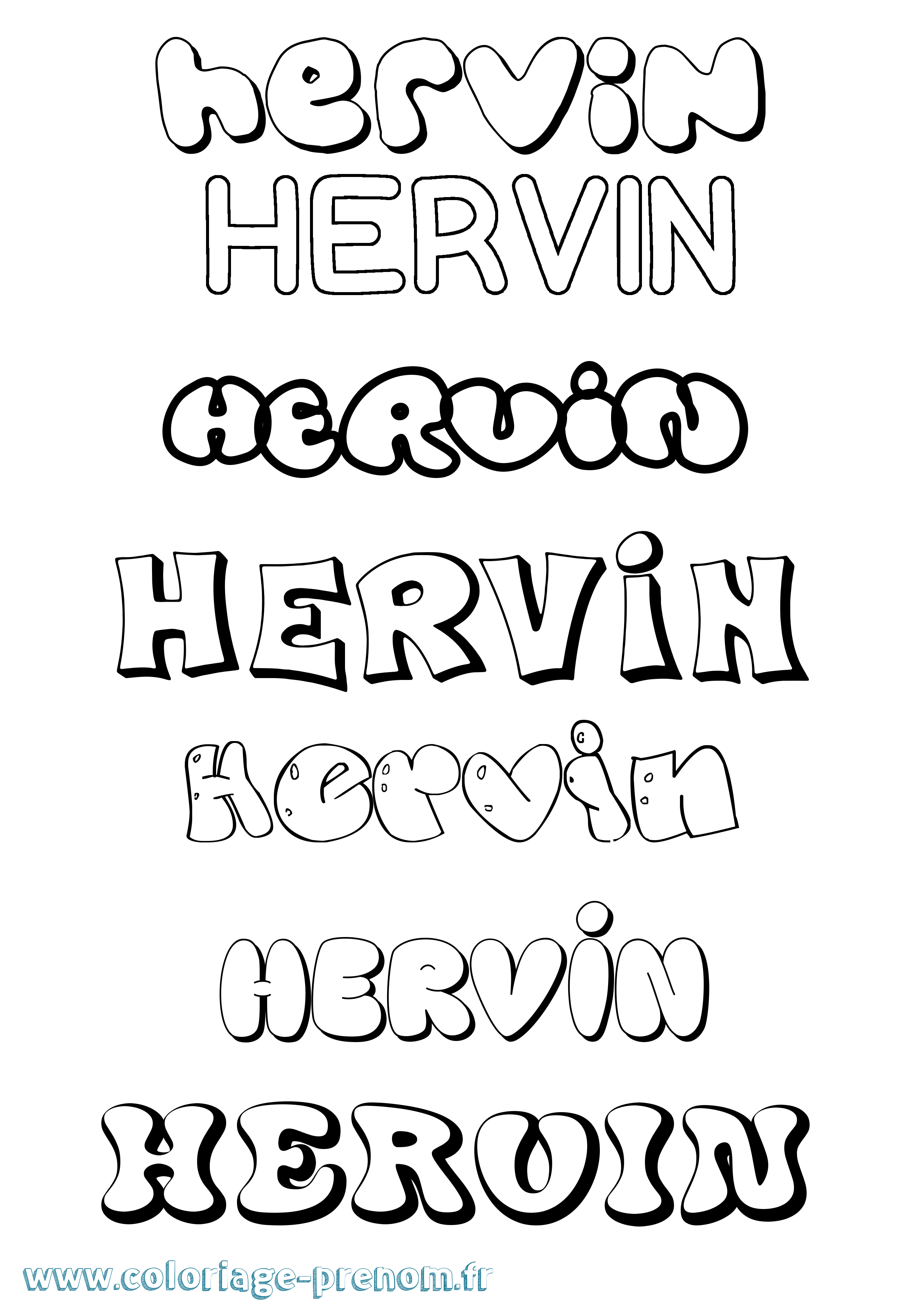Coloriage Hervin Bubble Coloriage prénom Hervin Bubble