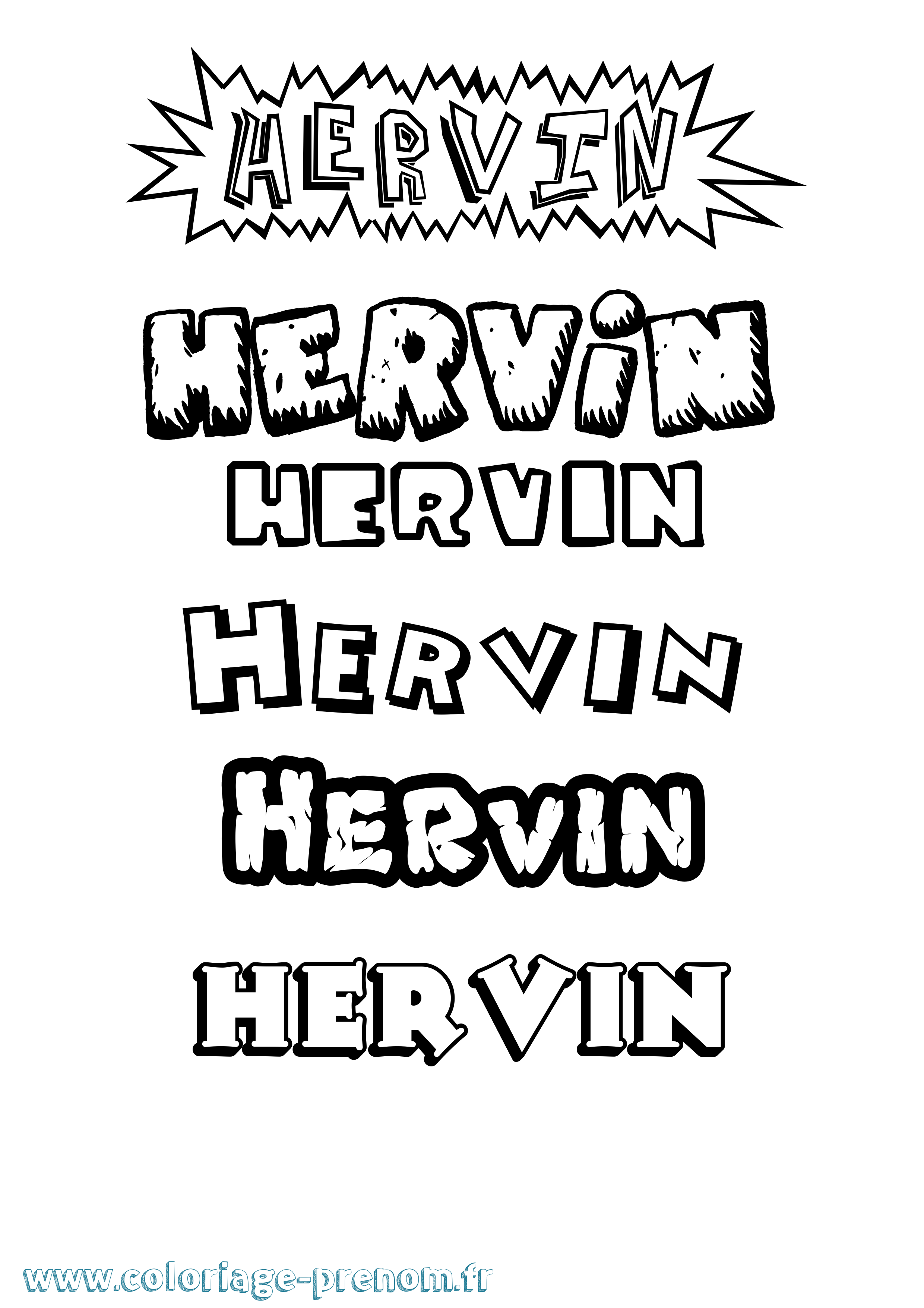 Coloriage Hervin Dessin Animé Coloriage prénom Hervin Dessin Animé
