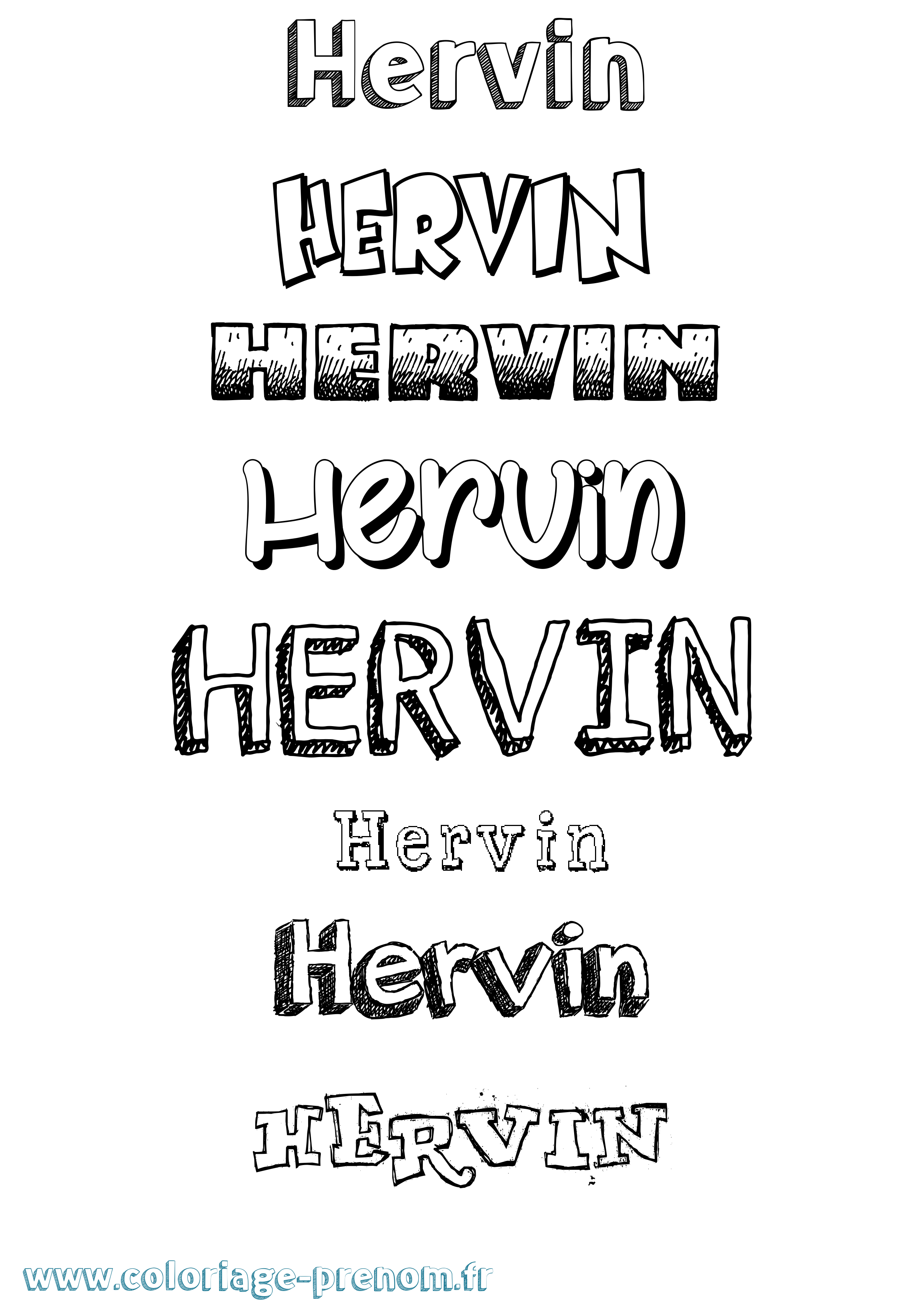 Coloriage Hervin Dessiné Coloriage prénom Hervin Dessiné