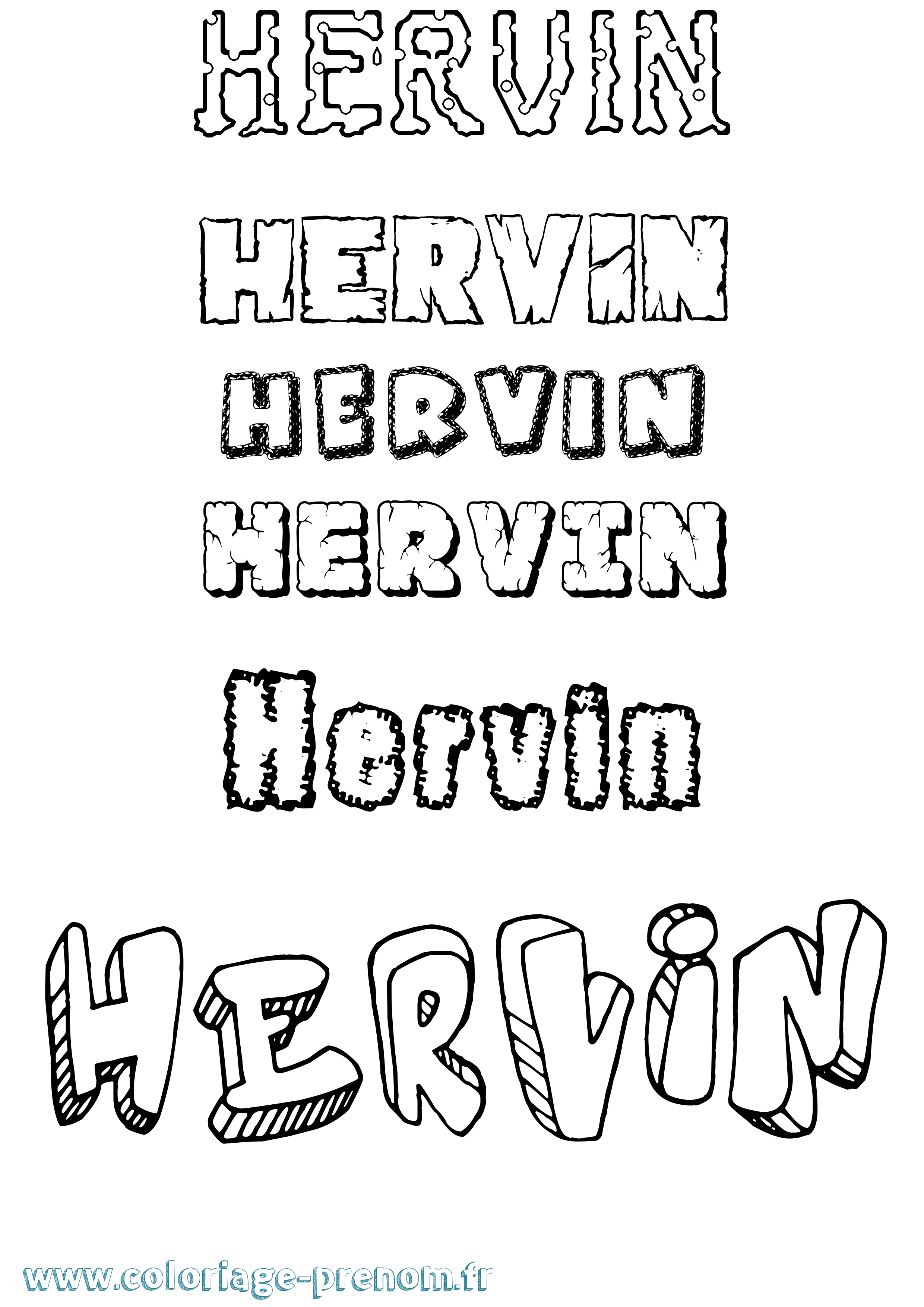 Coloriage Hervin Destructuré Coloriage prénom Hervin Destructuré