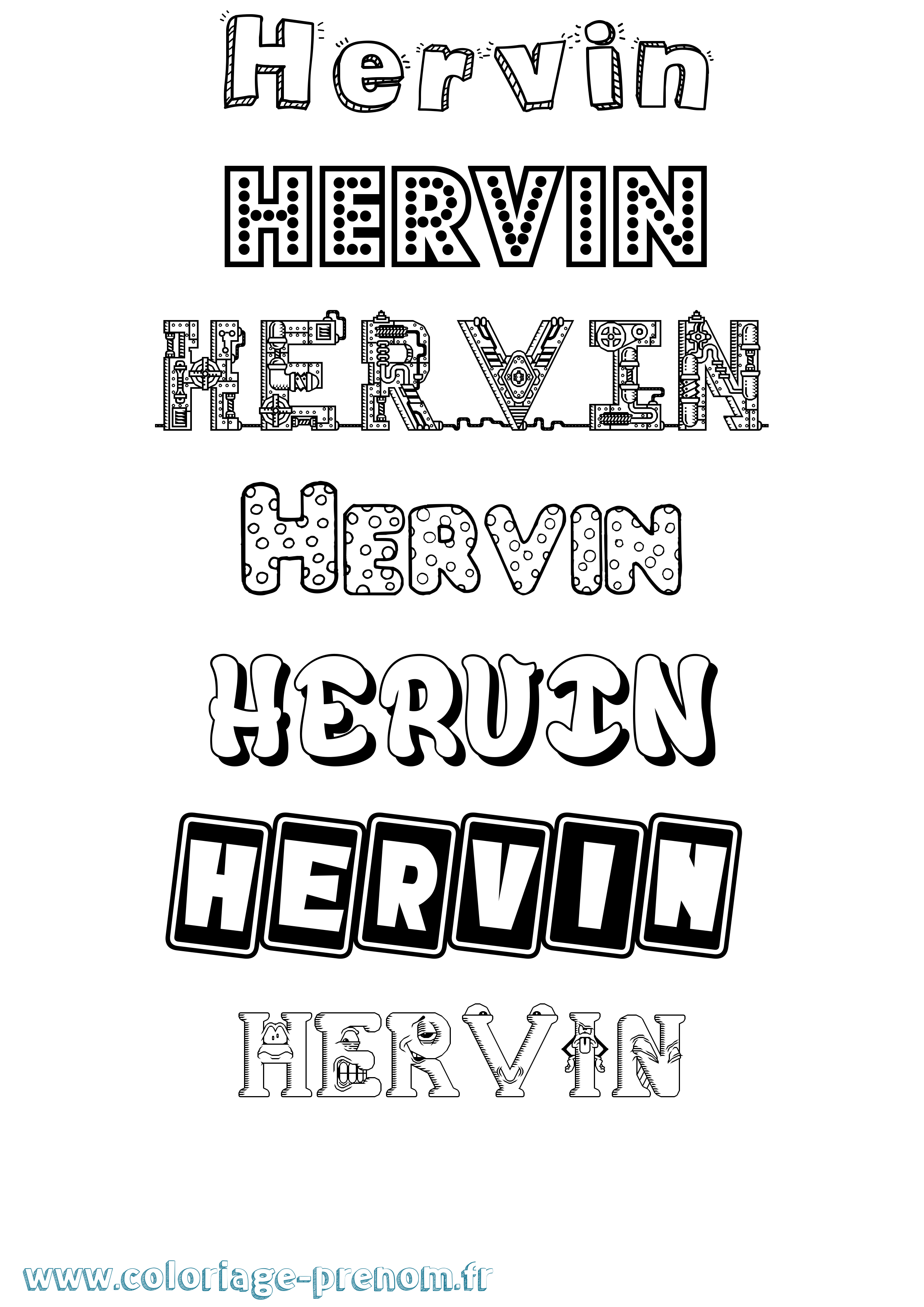 Coloriage Hervin Fun Coloriage prénom Hervin Fun
