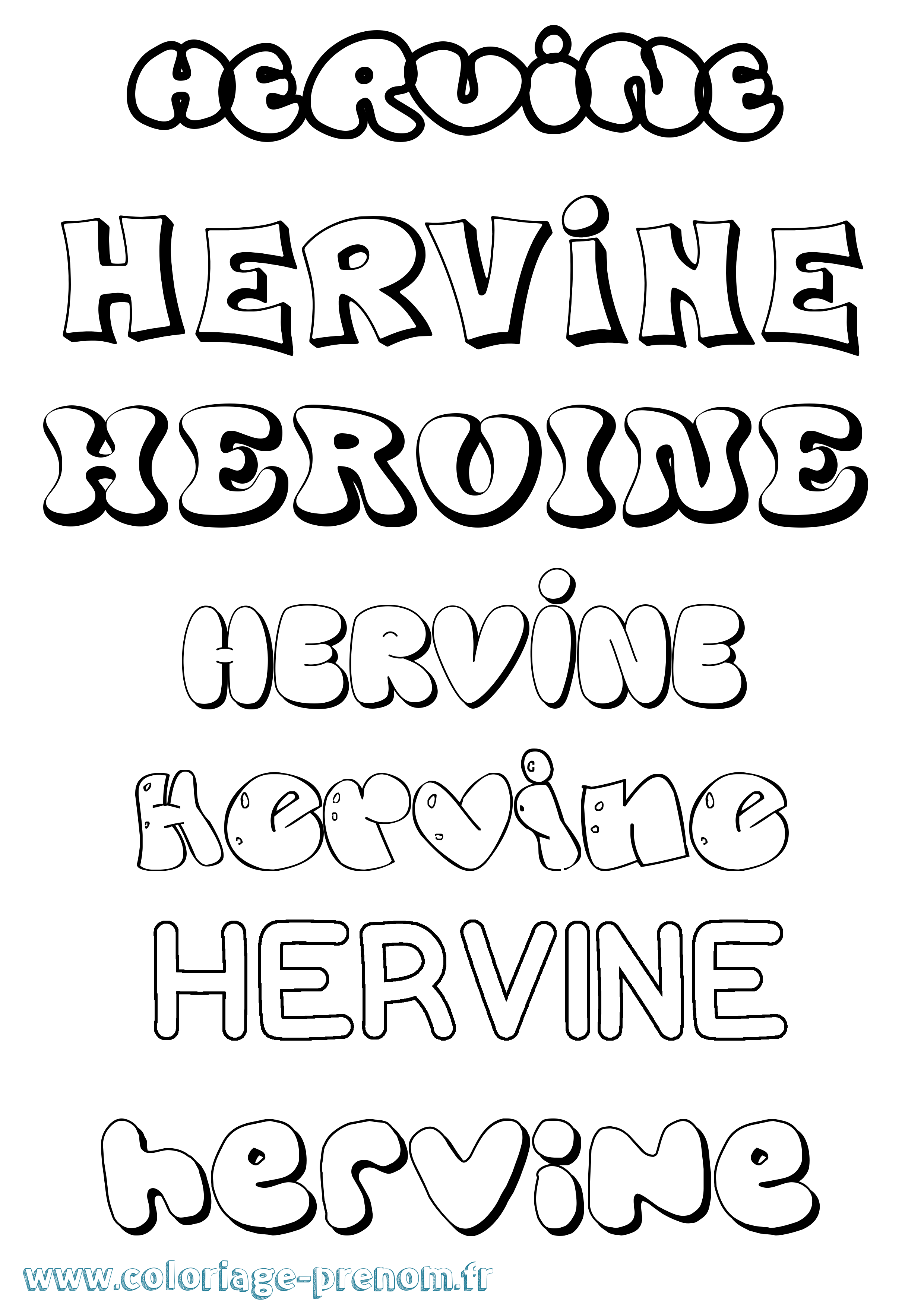 Coloriage Hervine Bubble Coloriage prénom Hervine Bubble