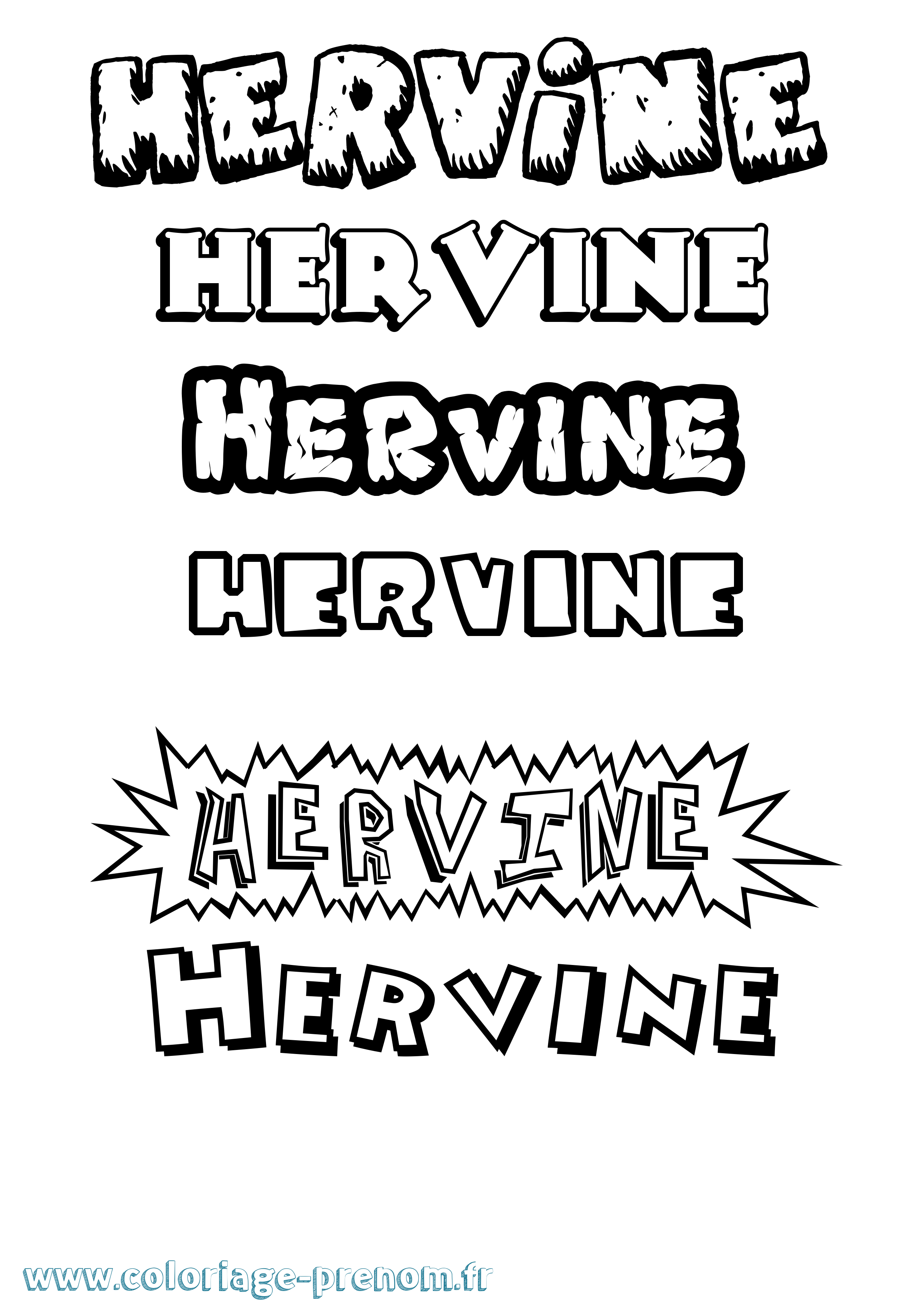 Coloriage Hervine Dessin Animé Coloriage prénom Hervine Dessin Animé