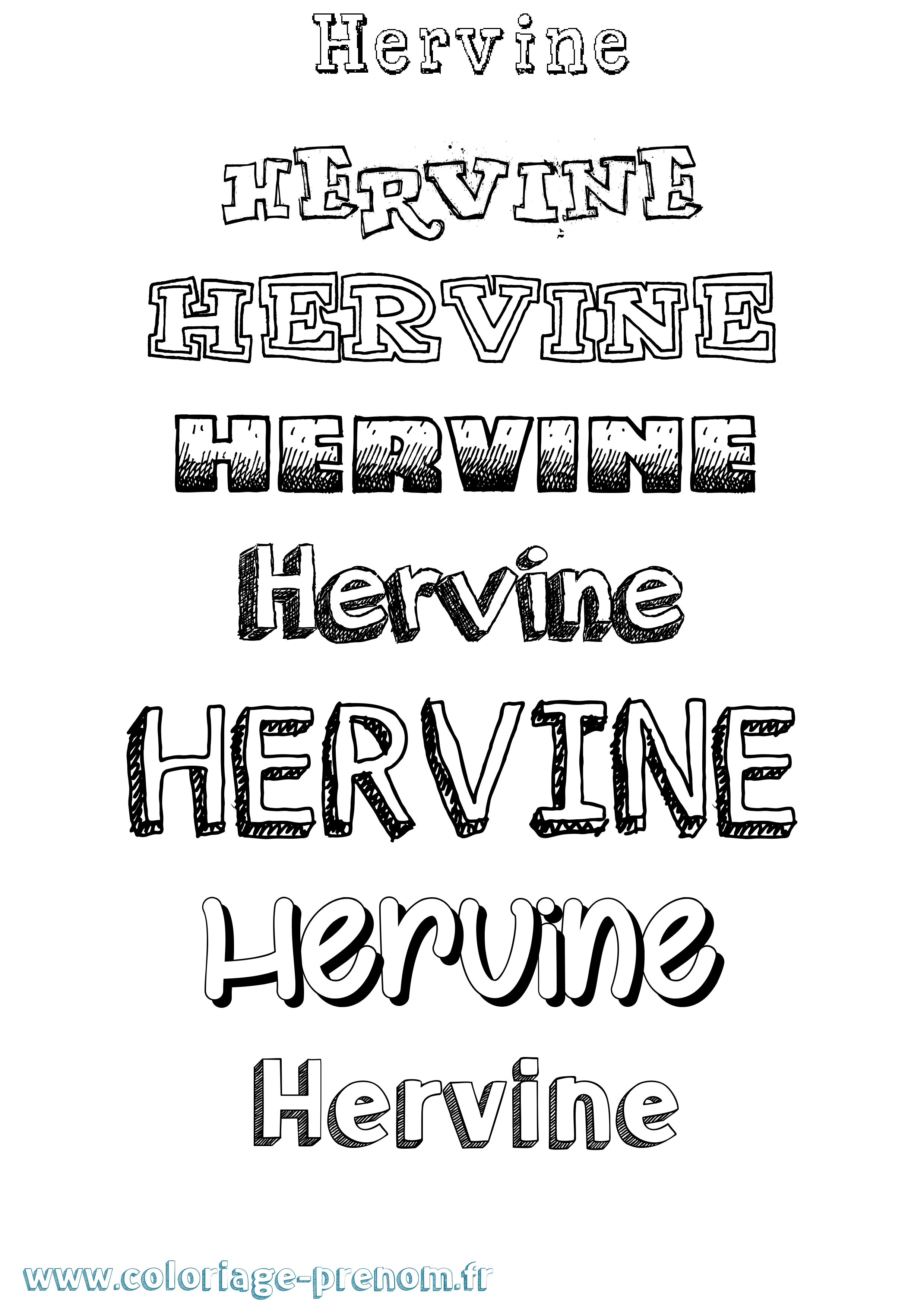Coloriage Hervine Dessiné Coloriage prénom Hervine Dessiné