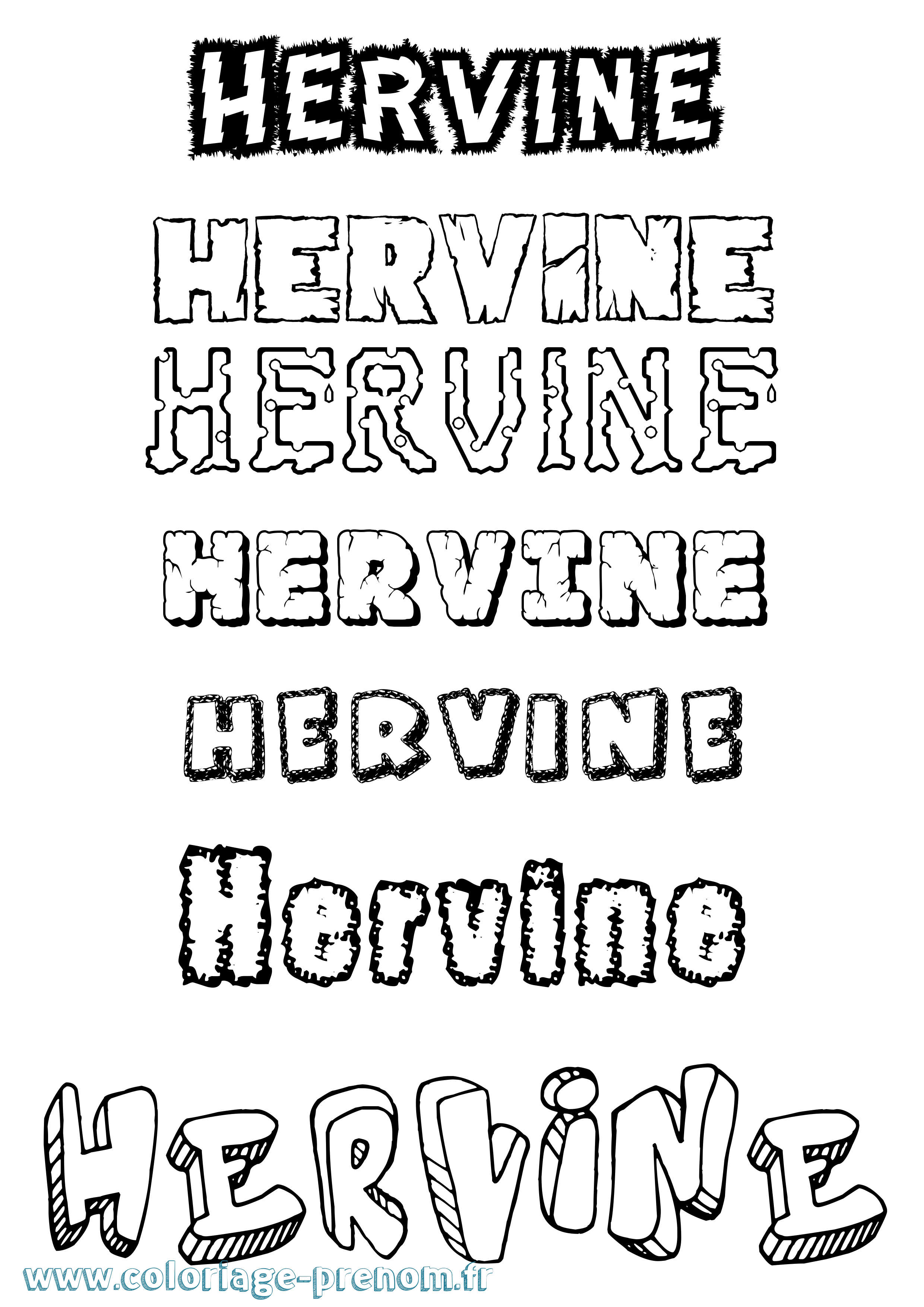 Coloriage Hervine Destructuré Coloriage prénom Hervine Destructuré