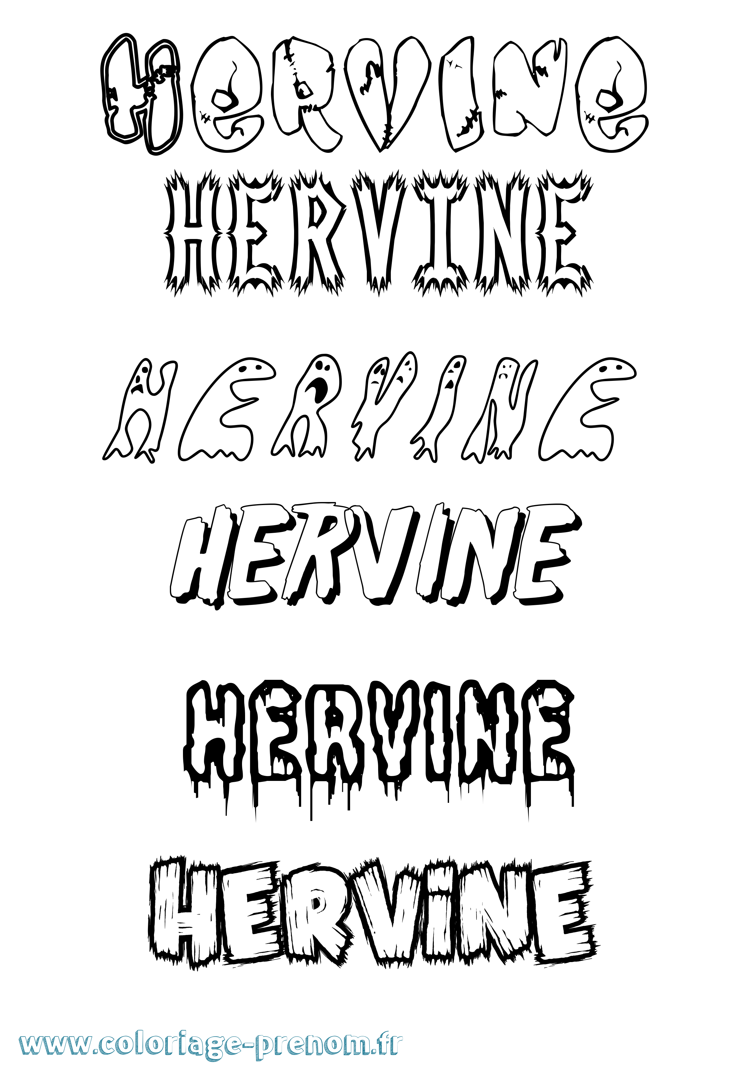 Coloriage Hervine Frisson Coloriage prénom Hervine Frisson