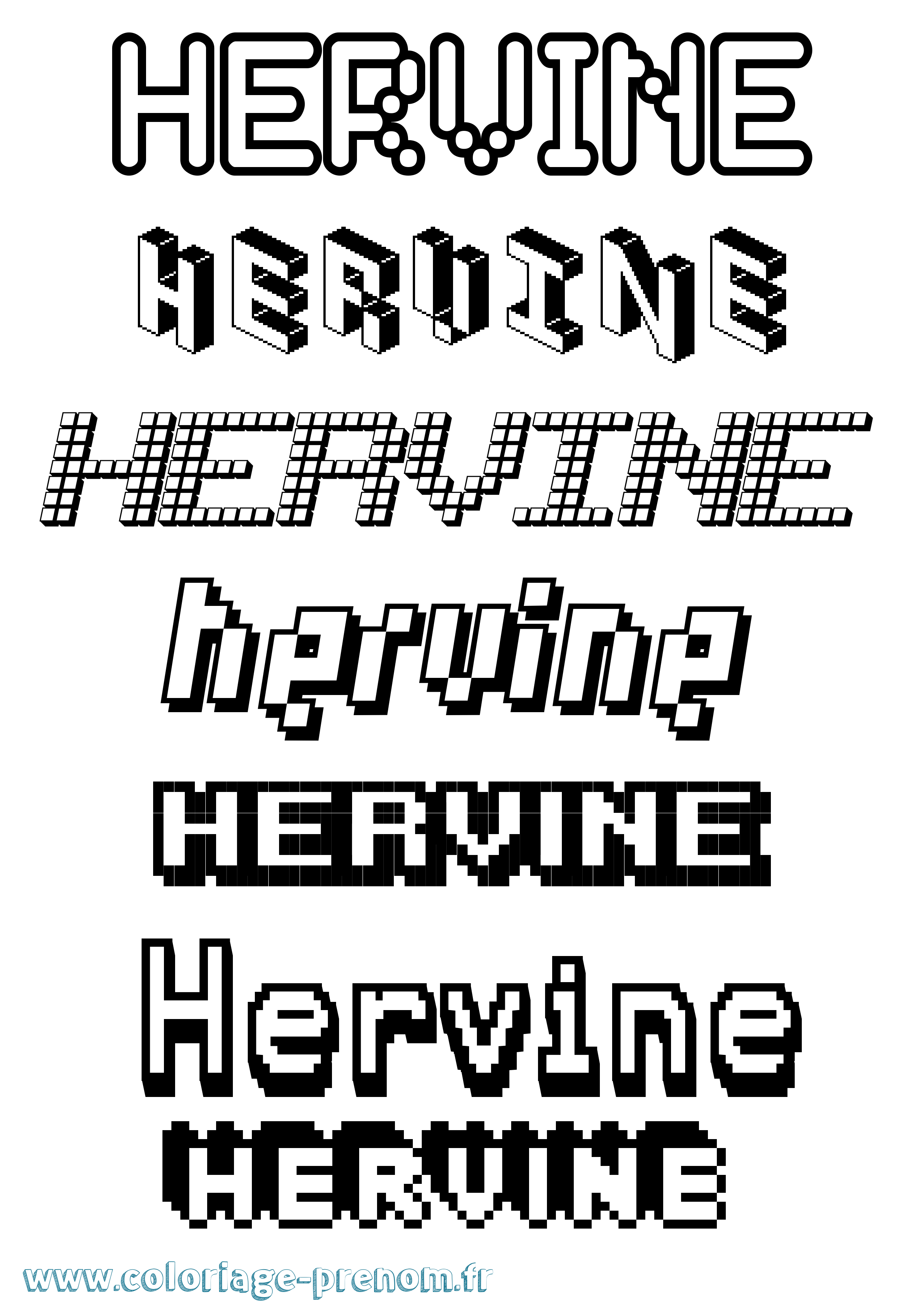 Coloriage Hervine Pixel Coloriage prénom Hervine Pixel