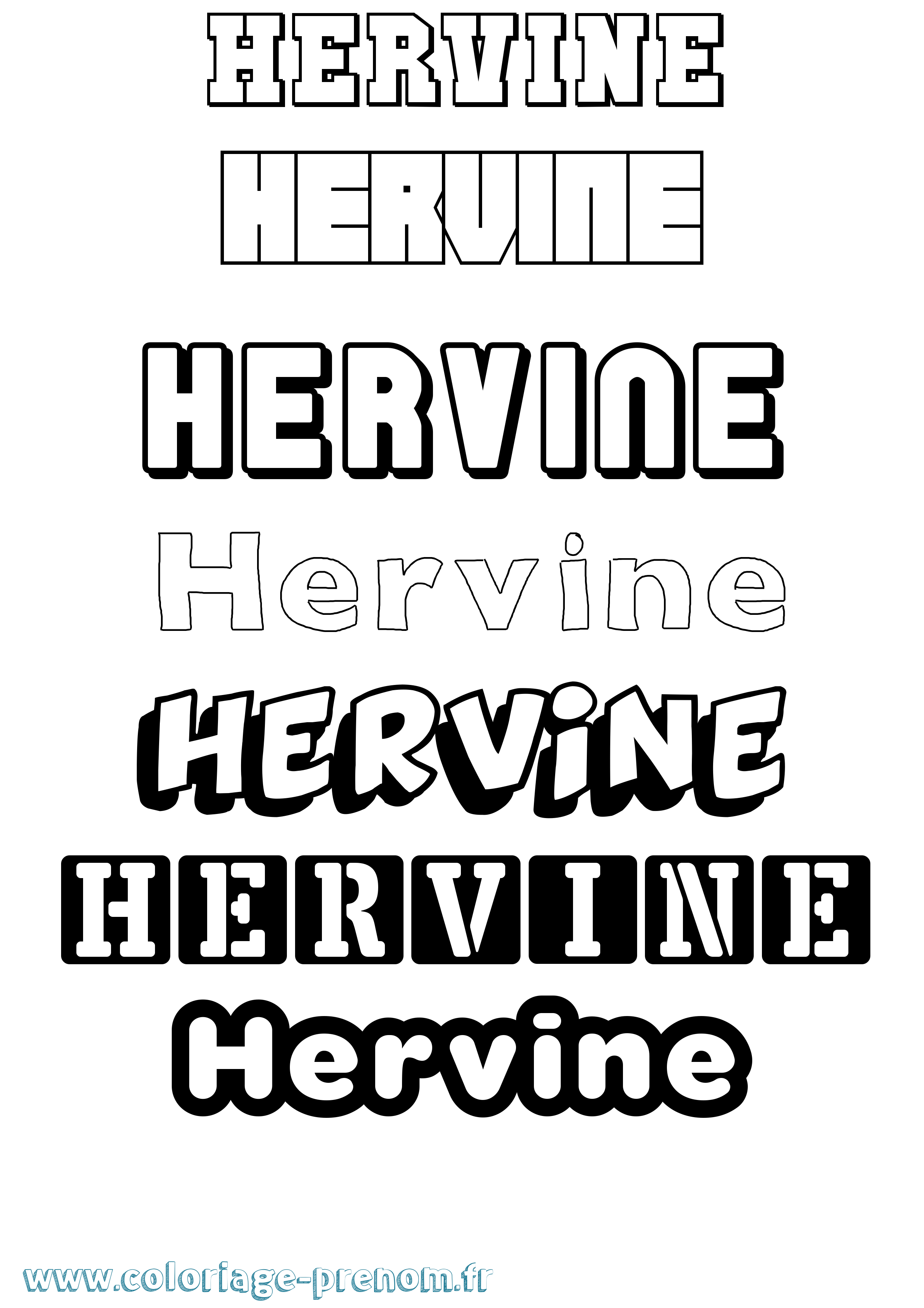 Coloriage Hervine Simple Coloriage prénom Hervine Simple
