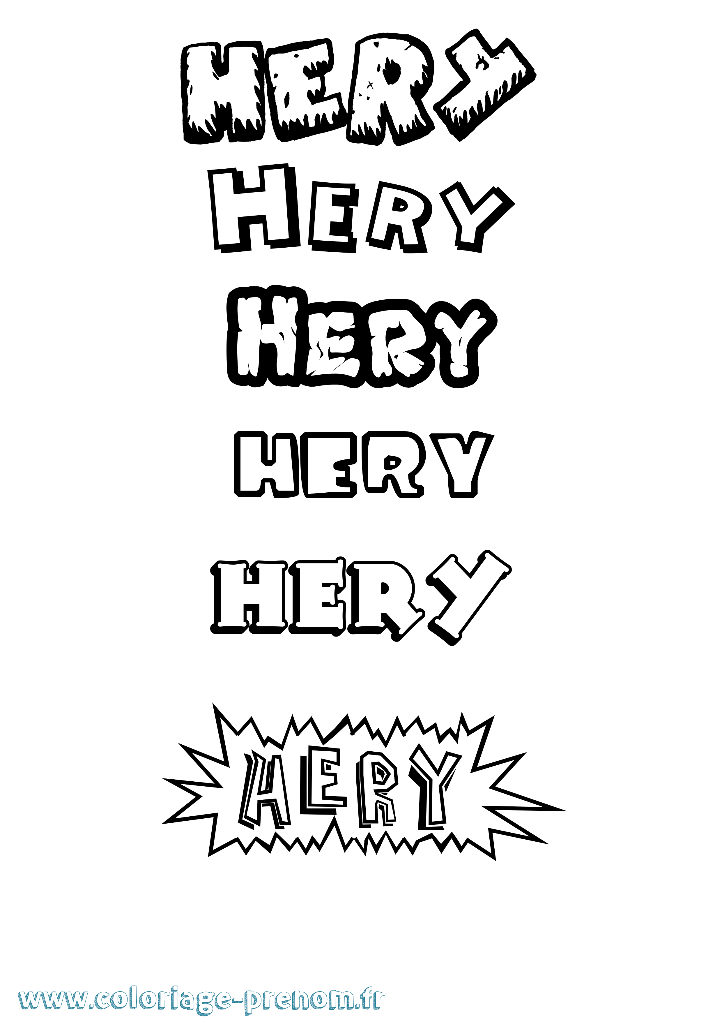 Coloriage Hery Dessin Animé Coloriage prénom Hery Dessin Animé