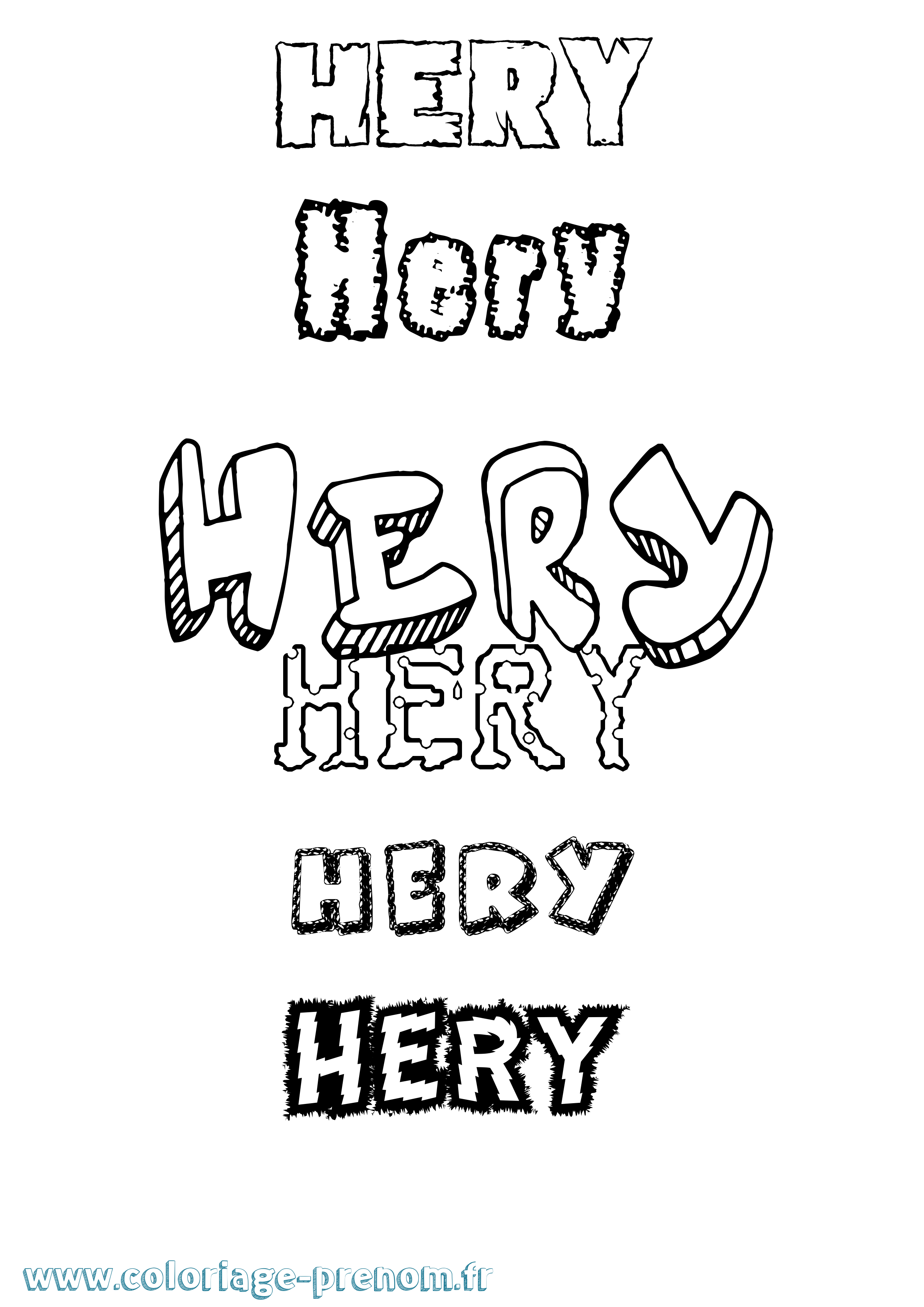 Coloriage Hery Destructuré Coloriage prénom Hery Destructuré