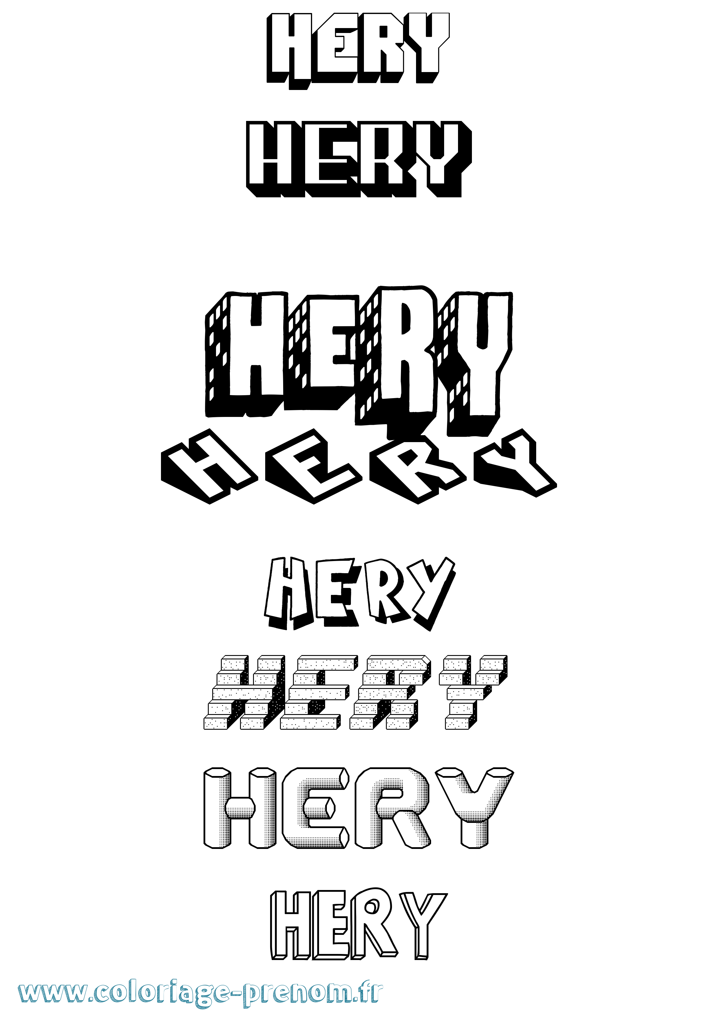 Coloriage Hery Effet 3D Coloriage prénom Hery Effet 3D
