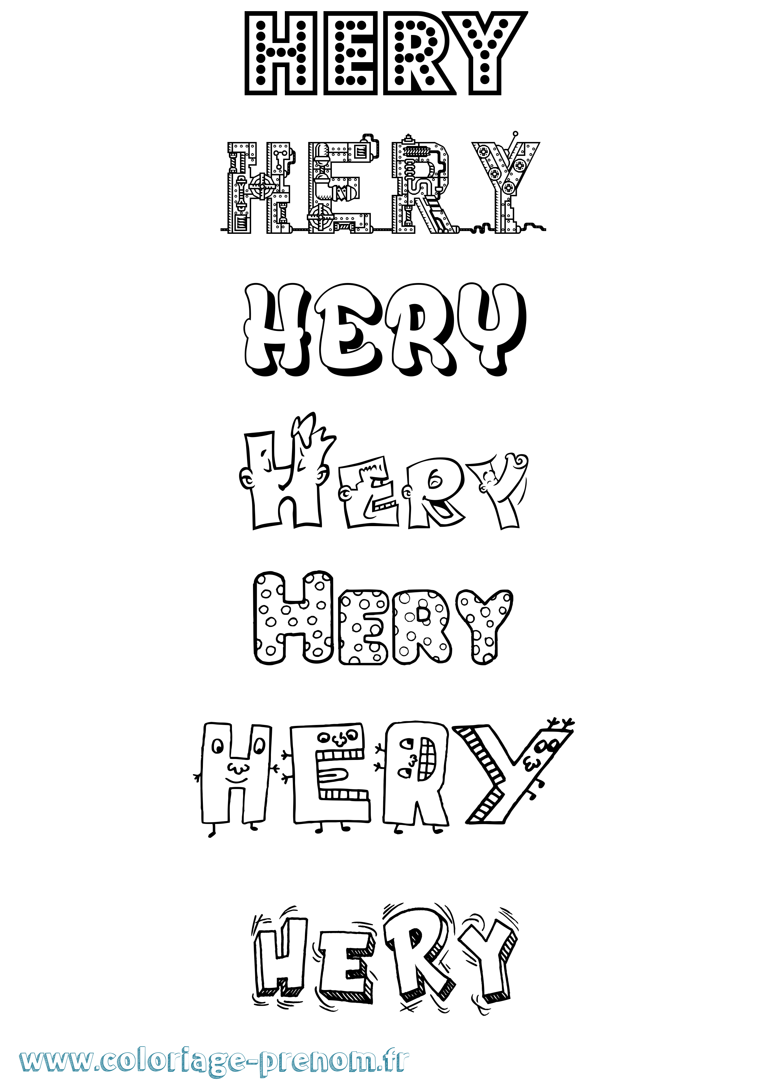 Coloriage Hery Fun Coloriage prénom Hery Fun