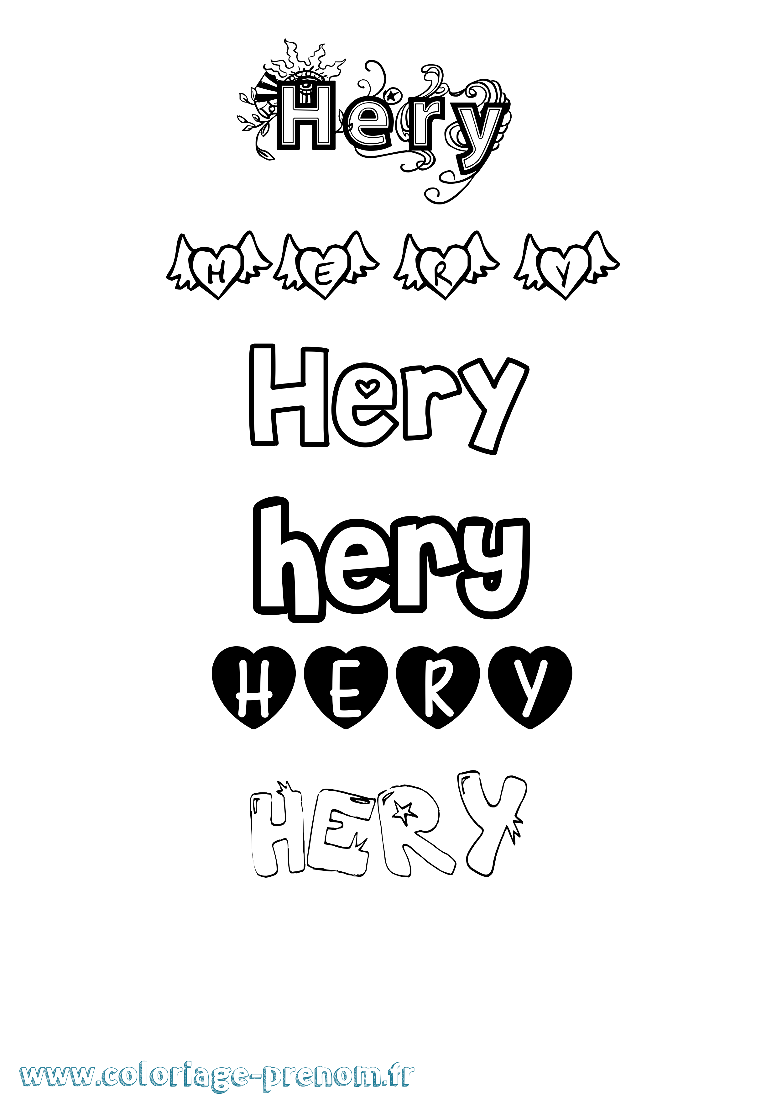 Coloriage Hery Girly Coloriage prénom Hery Girly