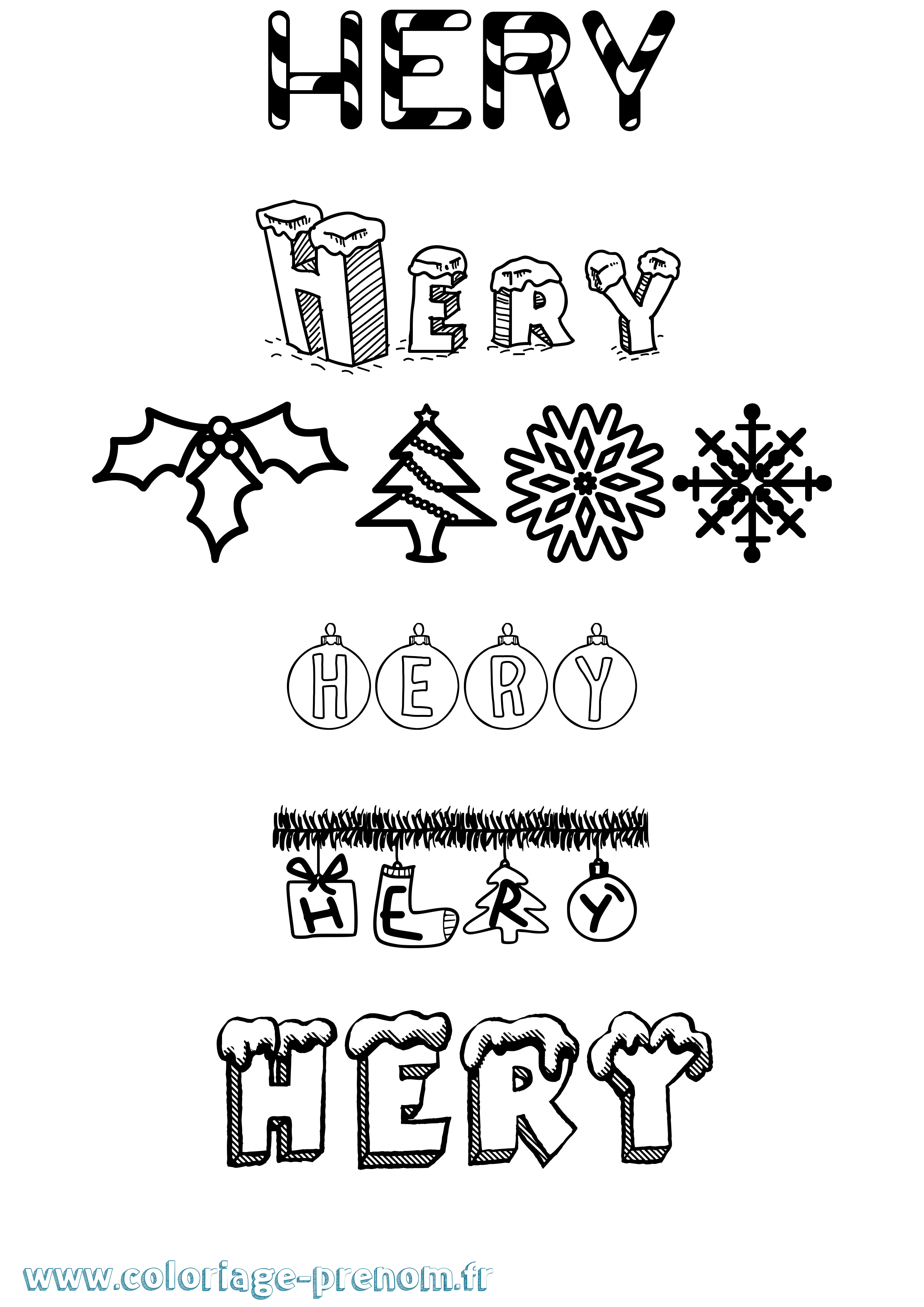Coloriage Hery Noël Coloriage prénom Hery Noël