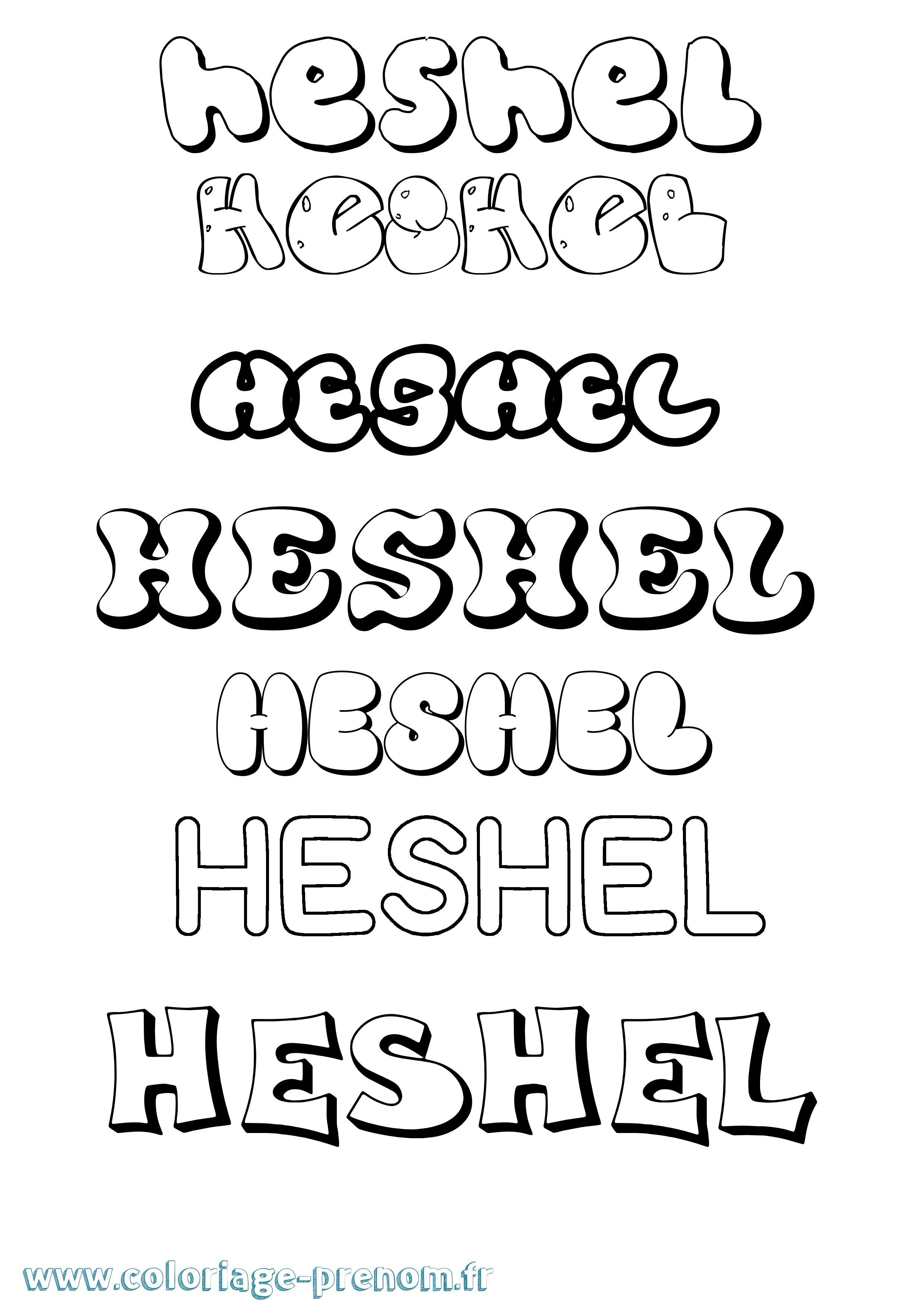 Coloriage Heshel Bubble Coloriage prénom Heshel Bubble