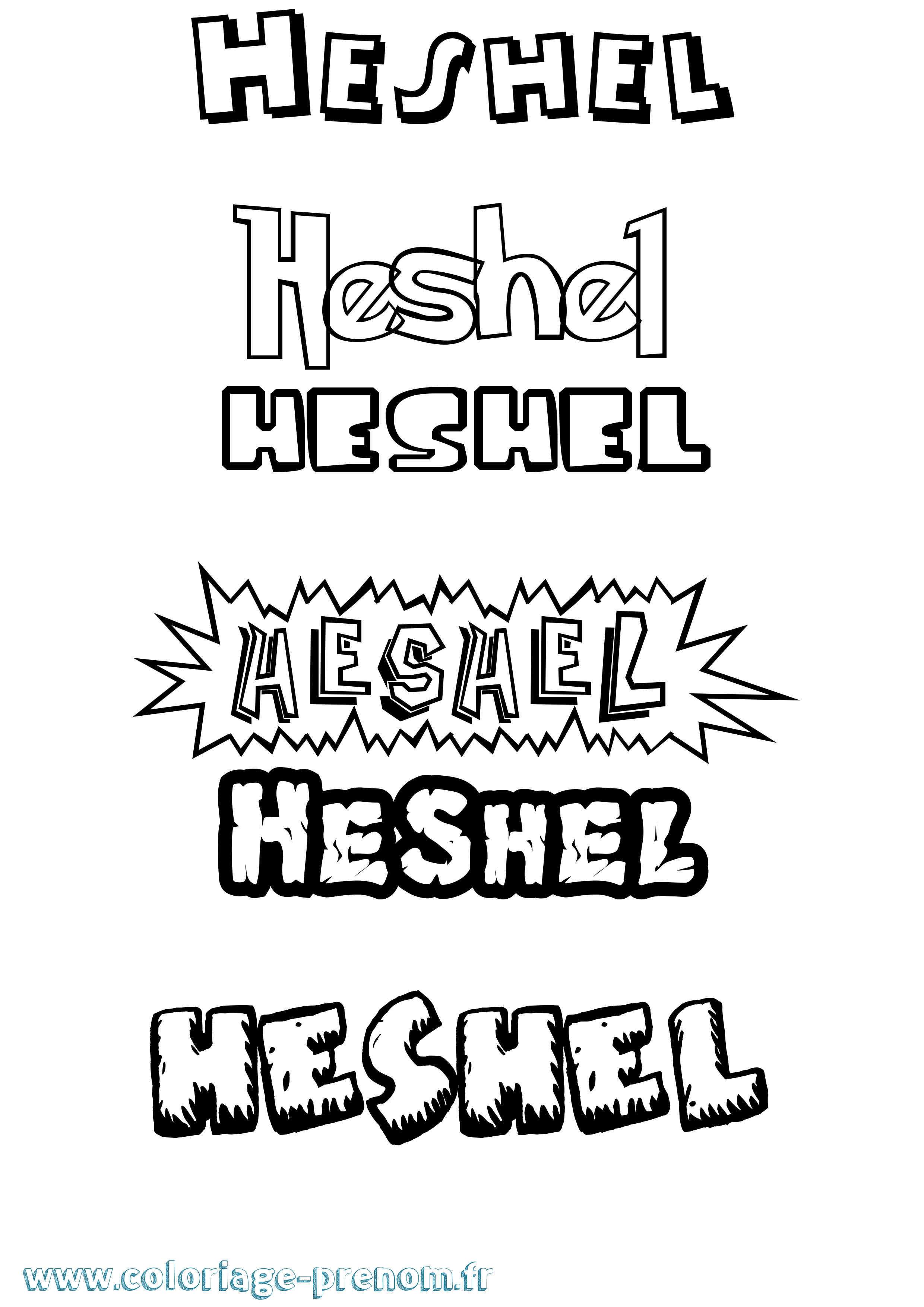 Coloriage Heshel Dessin Animé Coloriage prénom Heshel Dessin Animé