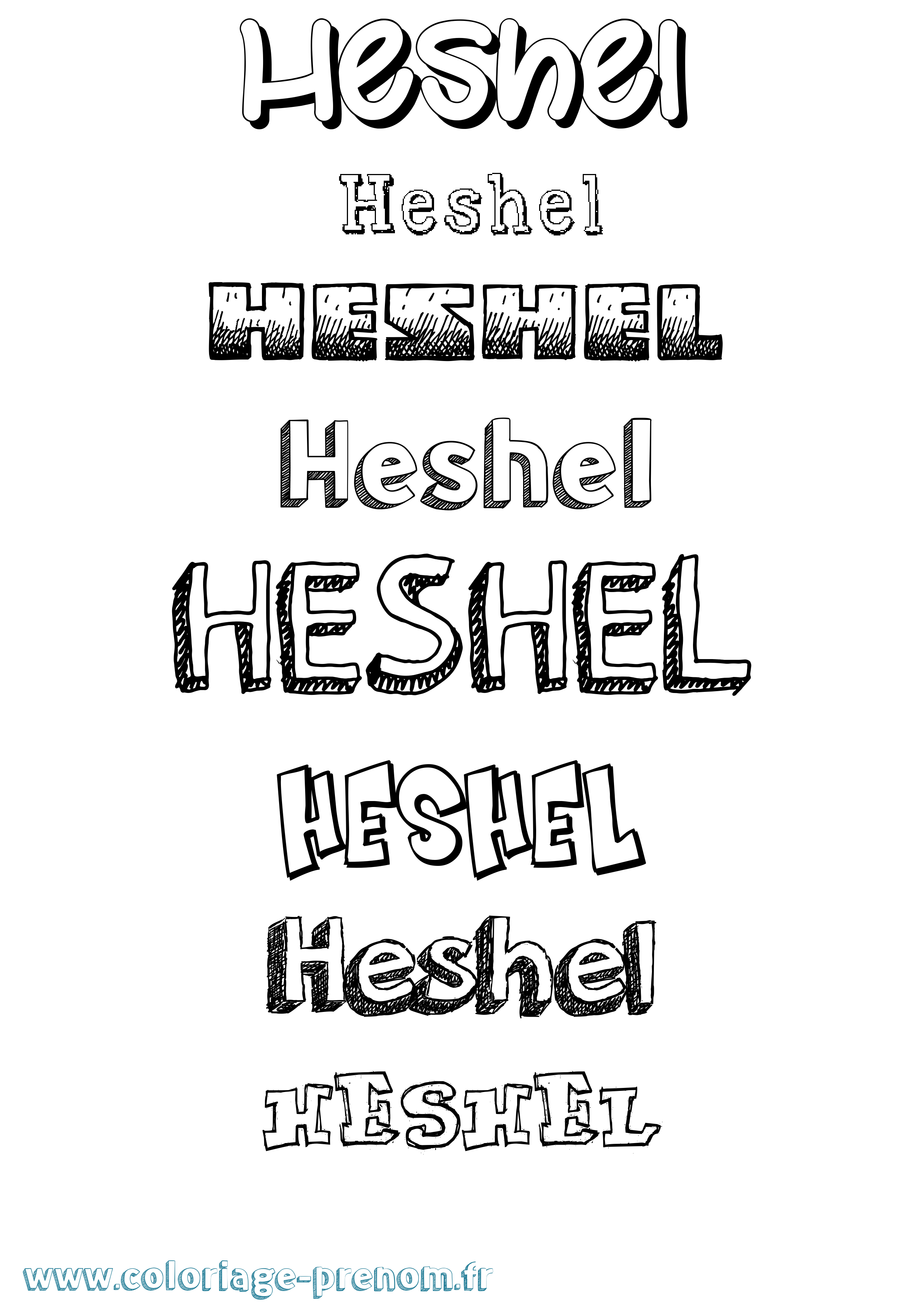 Coloriage Heshel Dessiné Coloriage prénom Heshel Dessiné