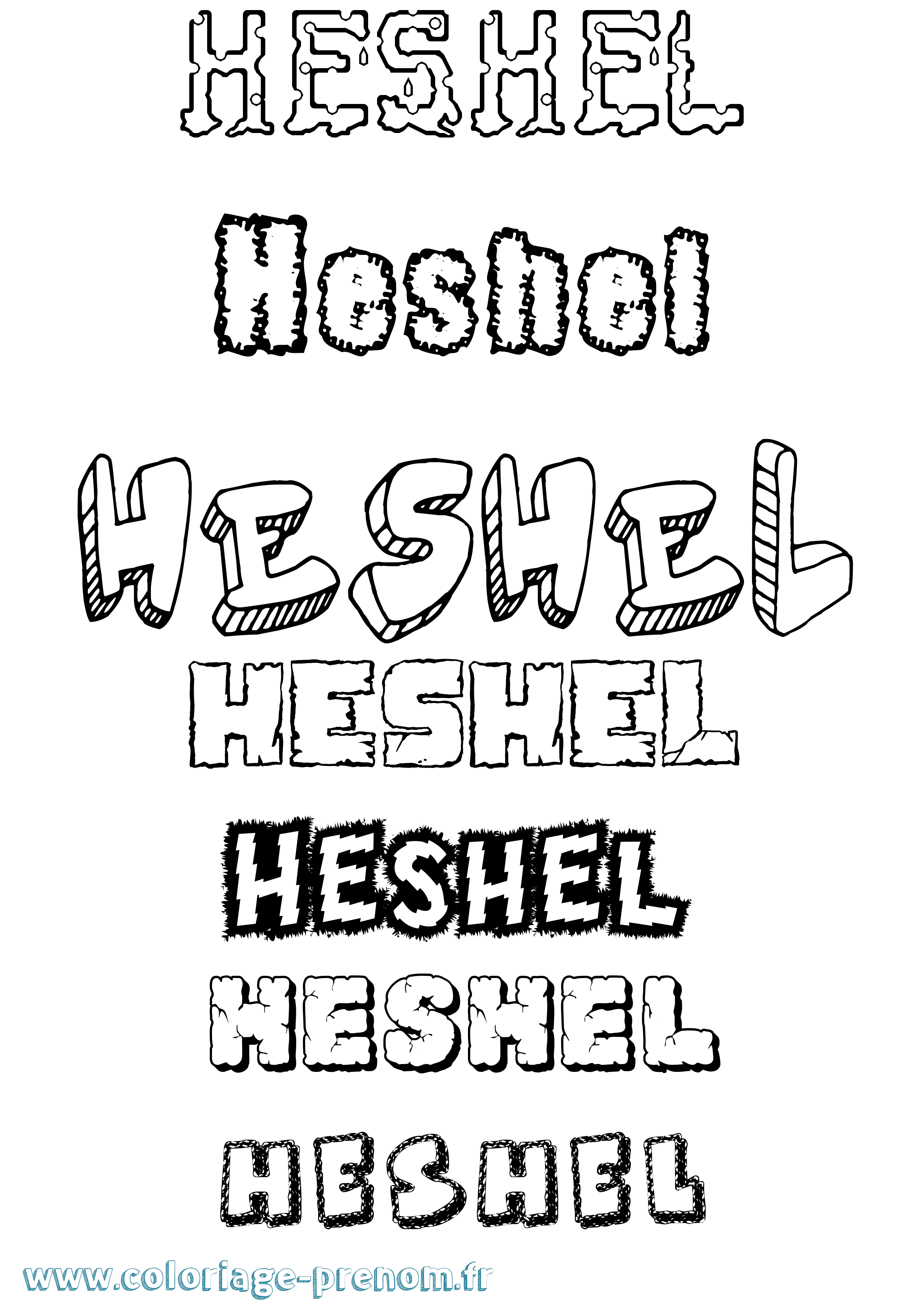 Coloriage Heshel Destructuré Coloriage prénom Heshel Destructuré