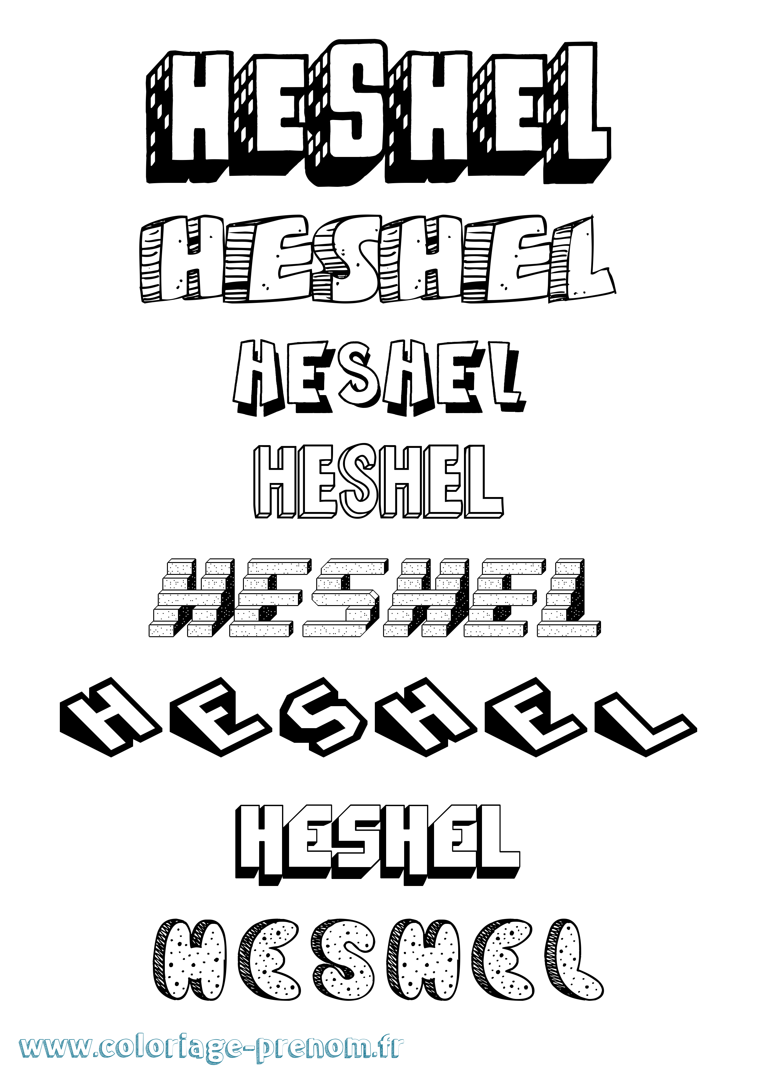 Coloriage Heshel Effet 3D Coloriage prénom Heshel Effet 3D