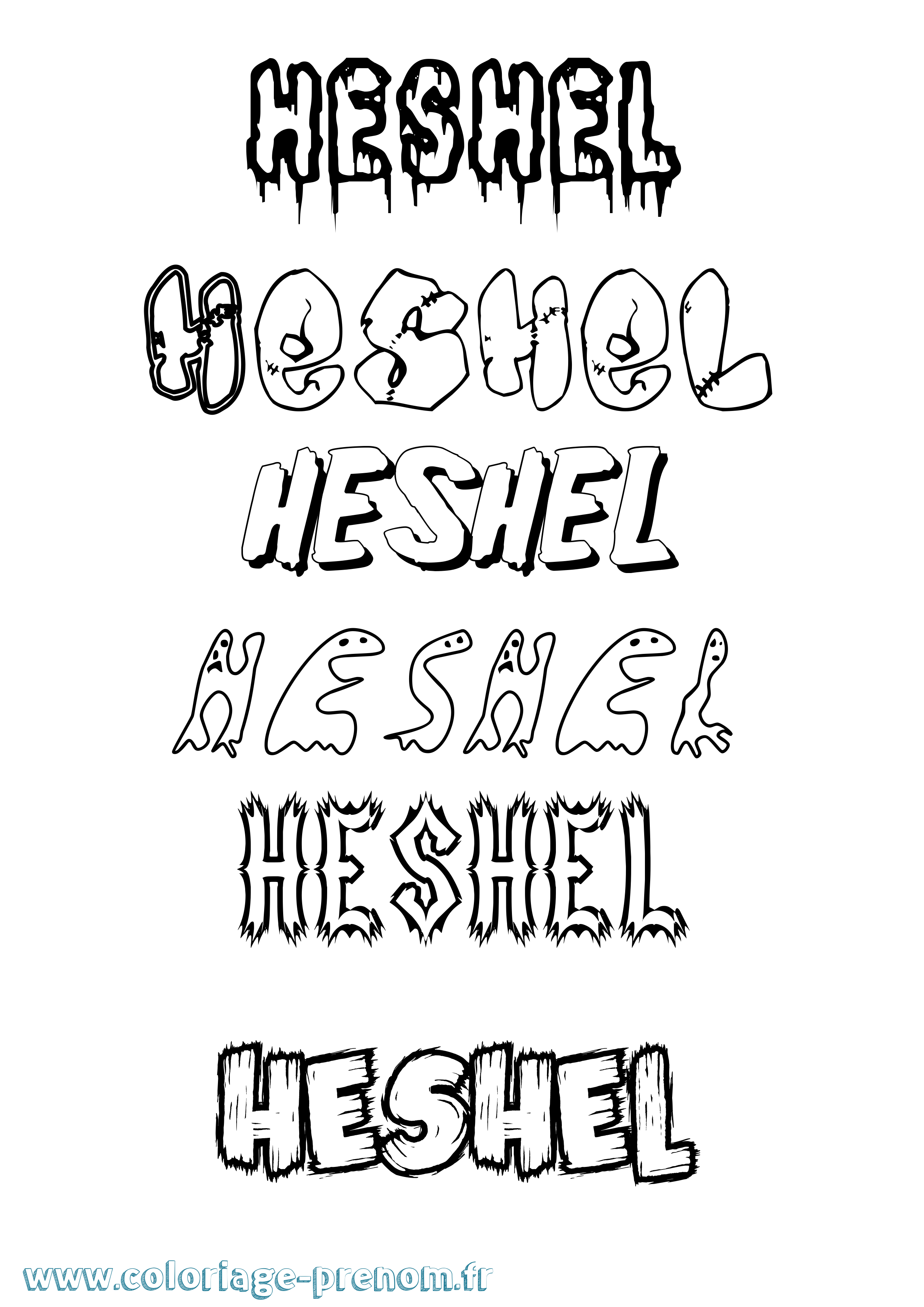 Coloriage Heshel Frisson Coloriage prénom Heshel Frisson