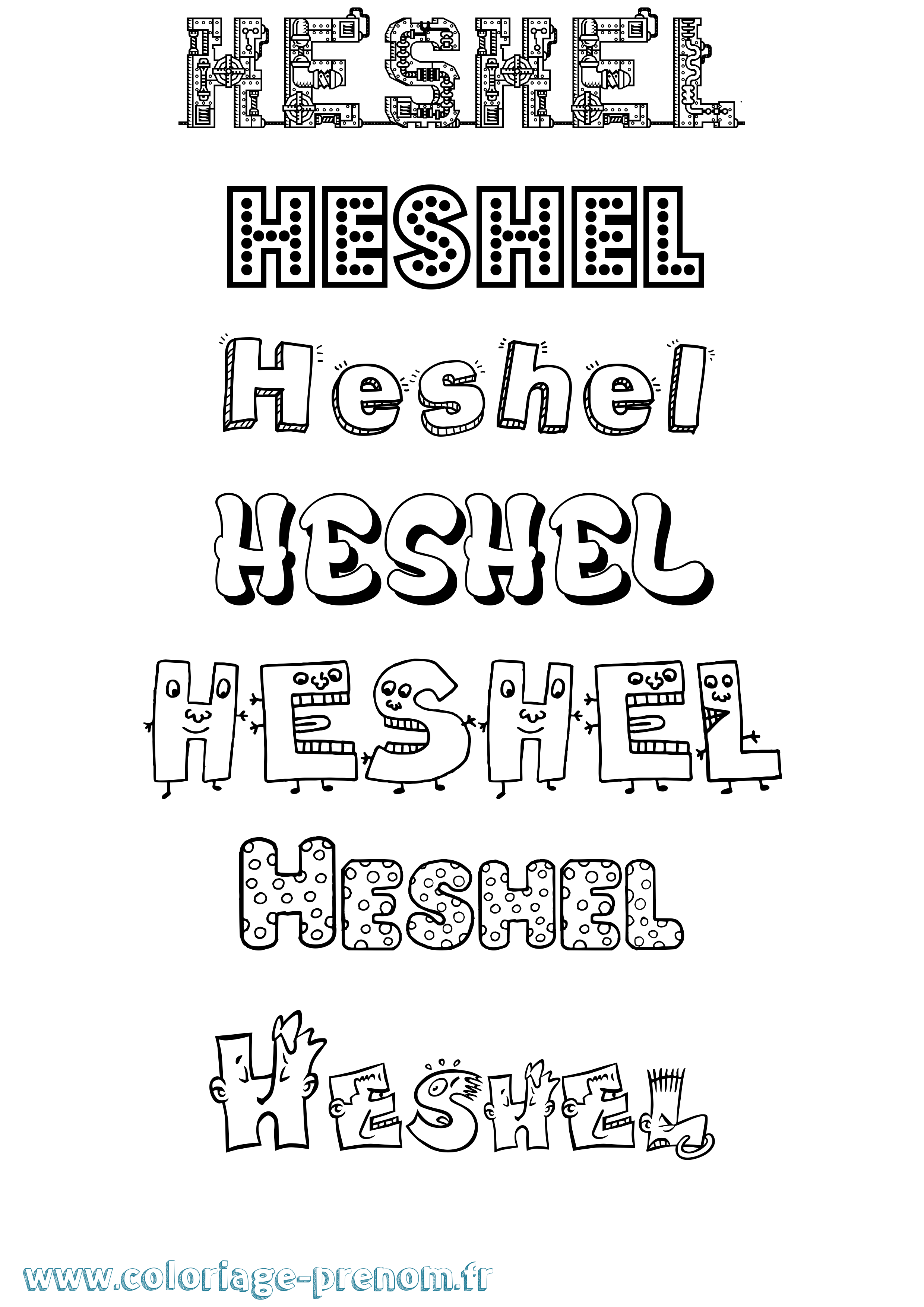 Coloriage Heshel Fun Coloriage prénom Heshel Fun
