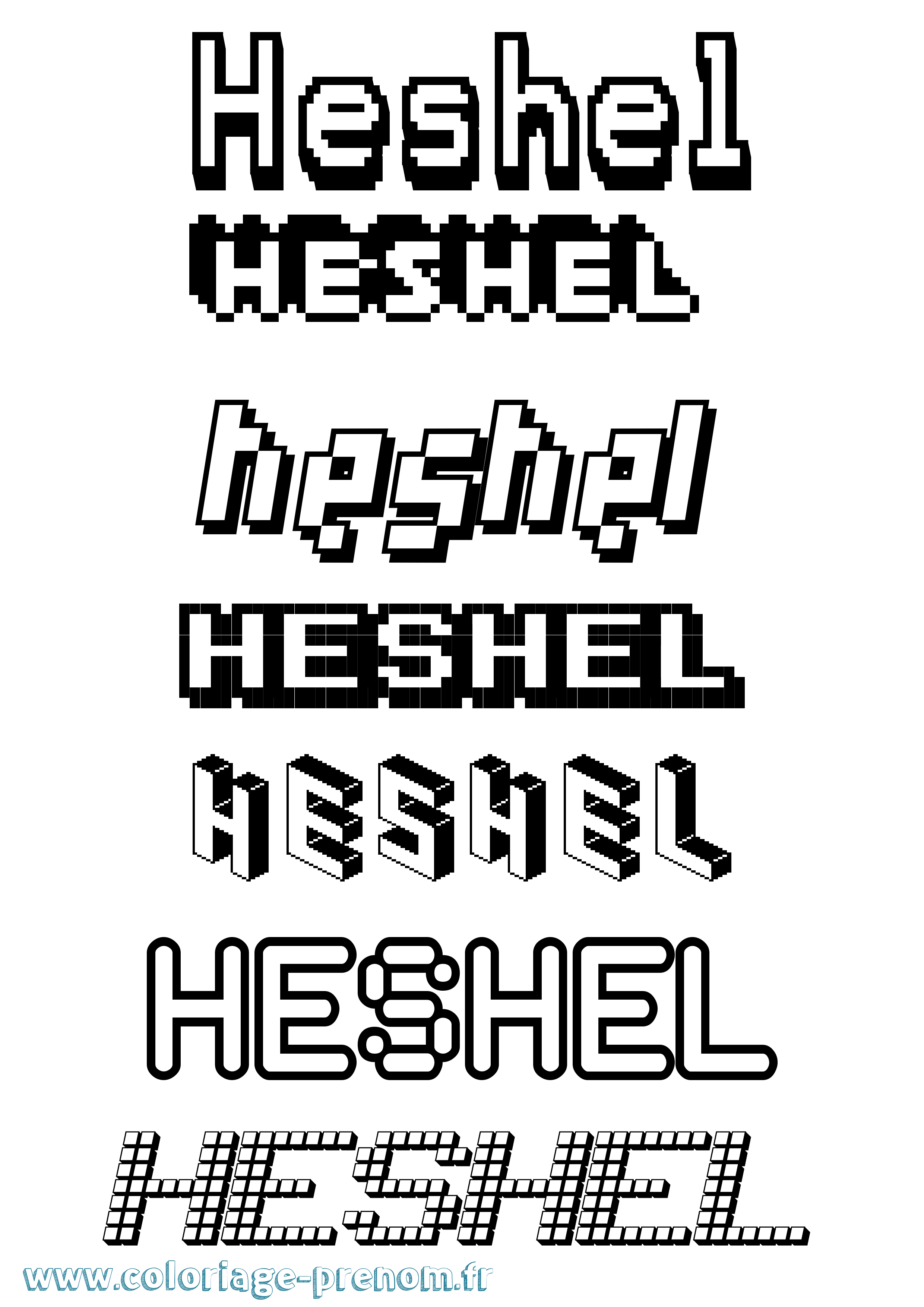 Coloriage Heshel Pixel Coloriage prénom Heshel Pixel