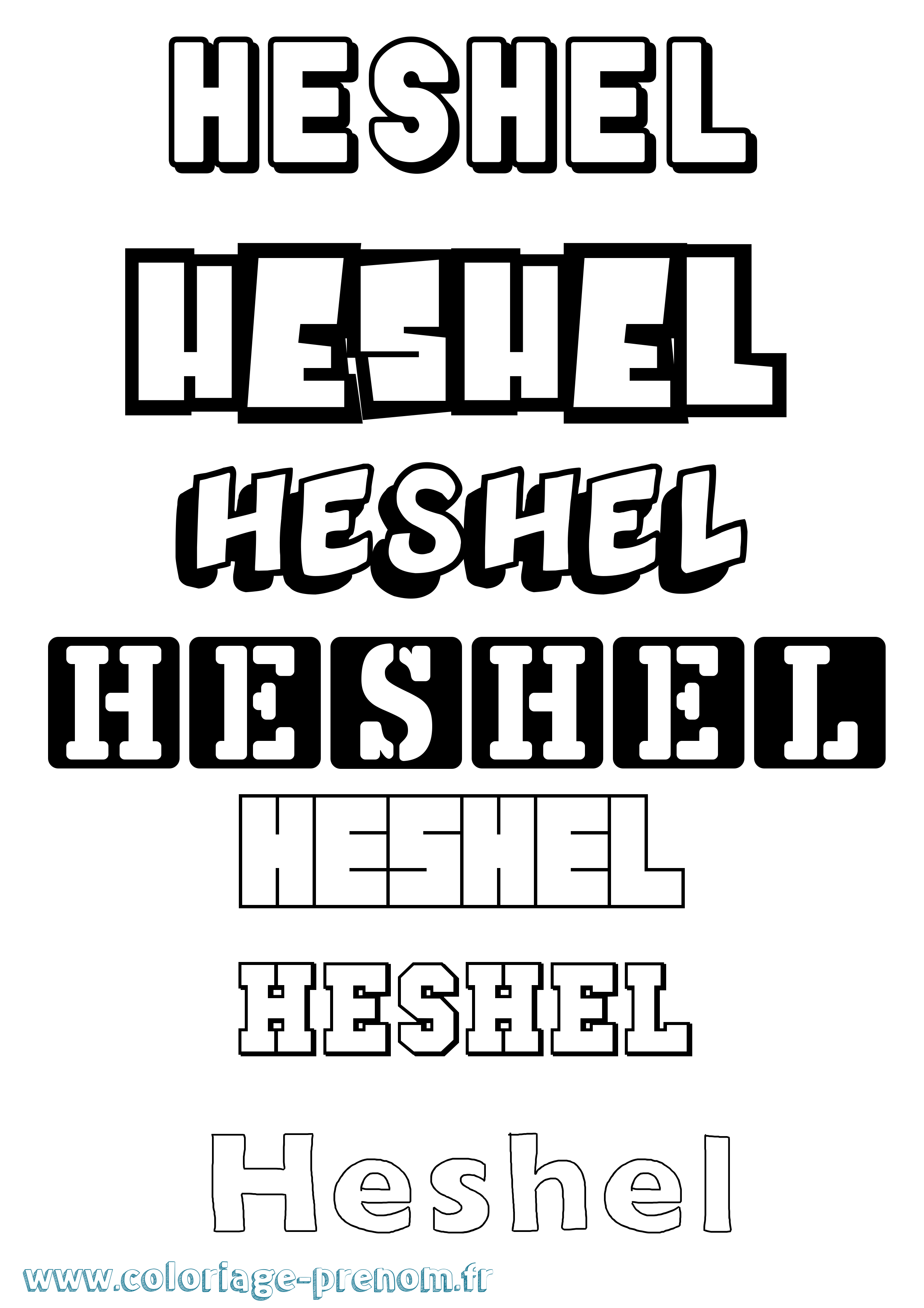Coloriage Heshel Simple Coloriage prénom Heshel Simple