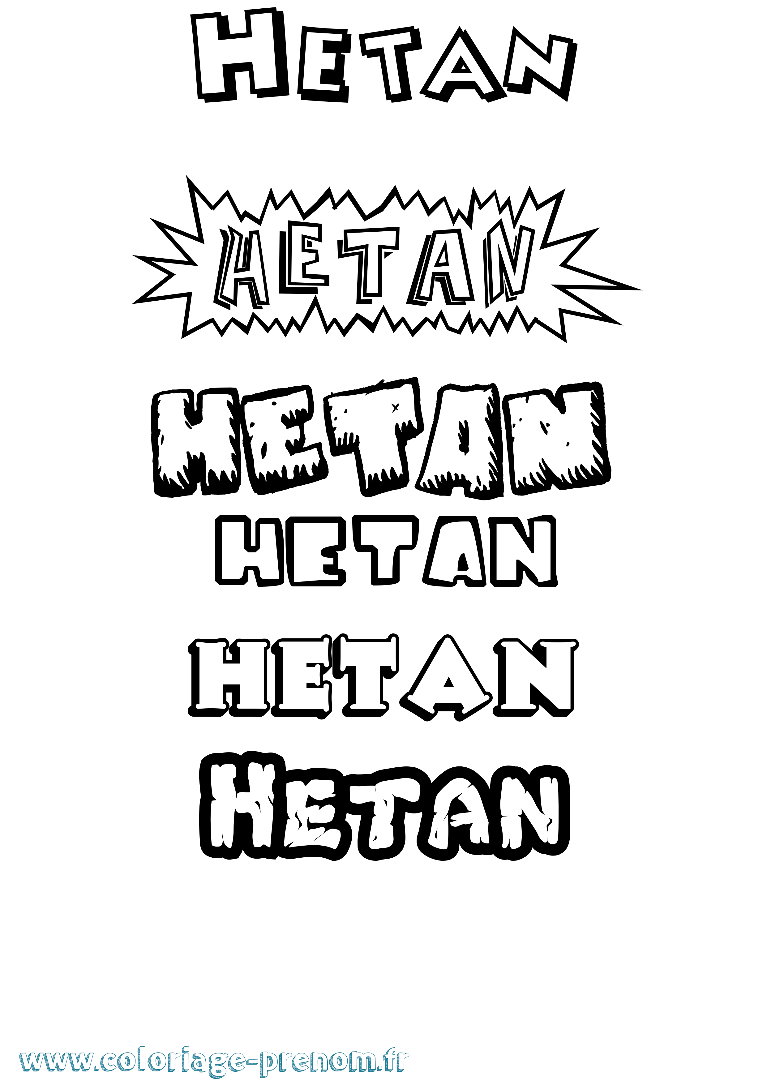 Coloriage Hetan Dessin Animé Coloriage prénom Hetan Dessin Animé