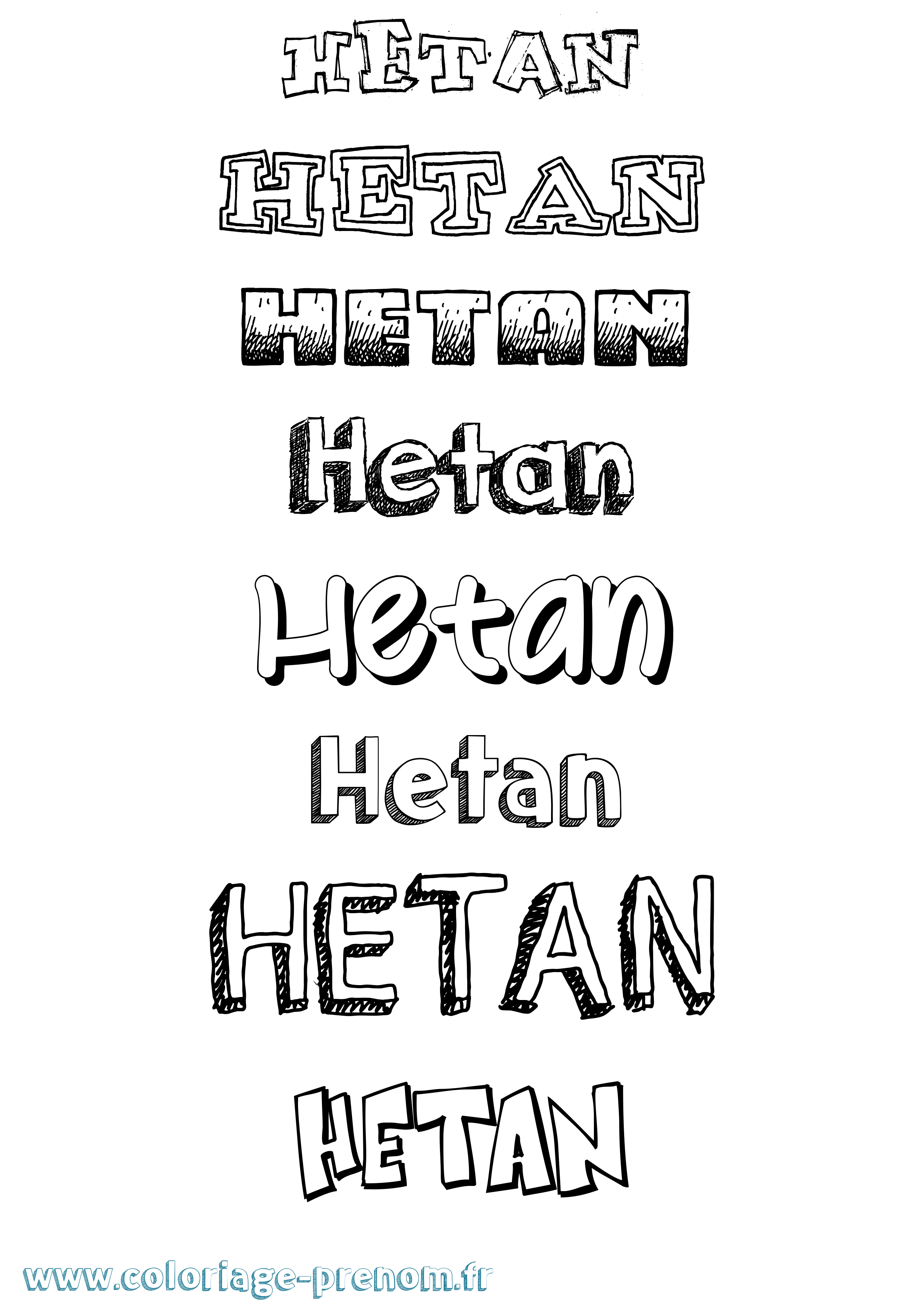 Coloriage Hetan Dessiné Coloriage prénom Hetan Dessiné