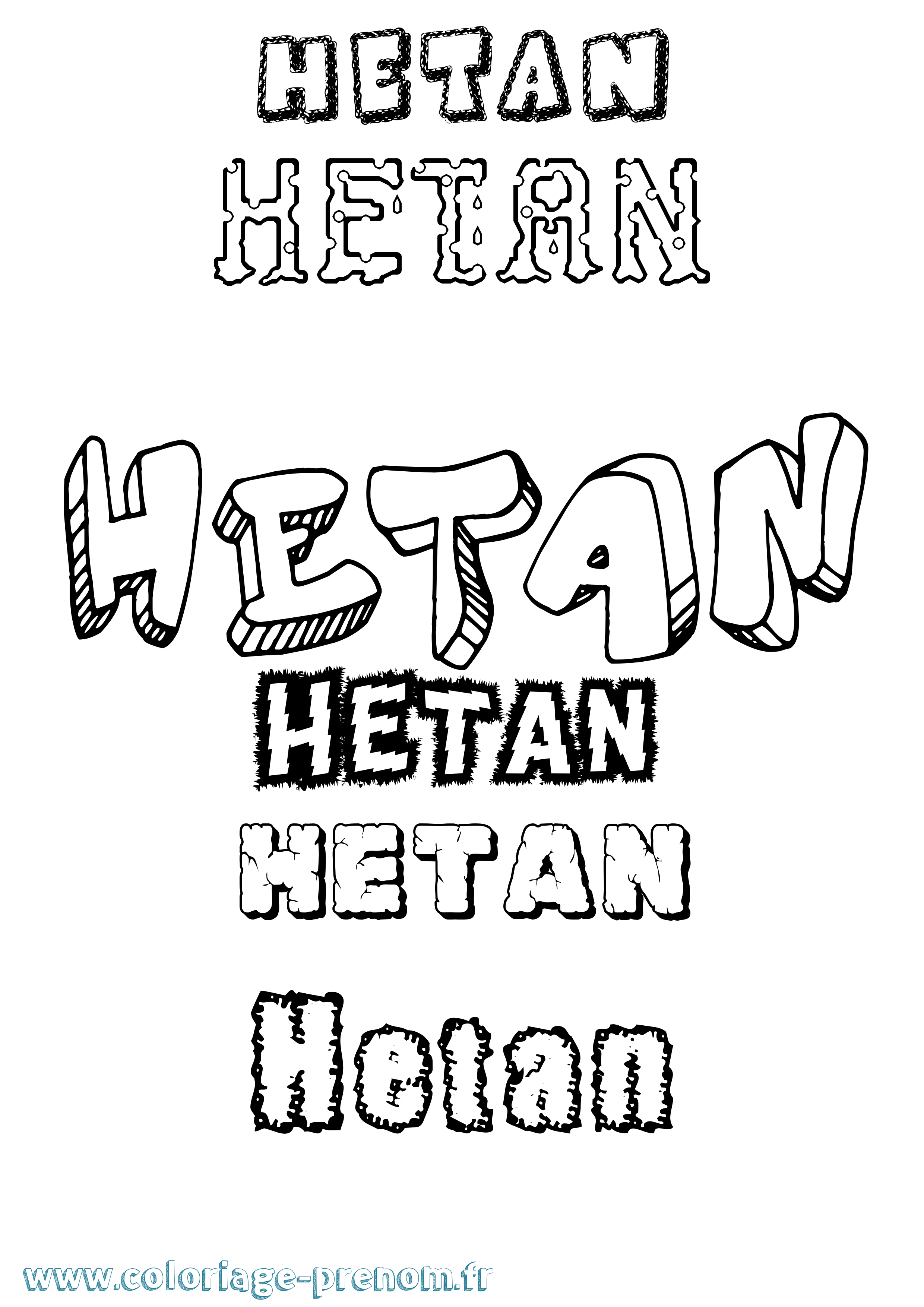 Coloriage Hetan Destructuré Coloriage prénom Hetan Destructuré