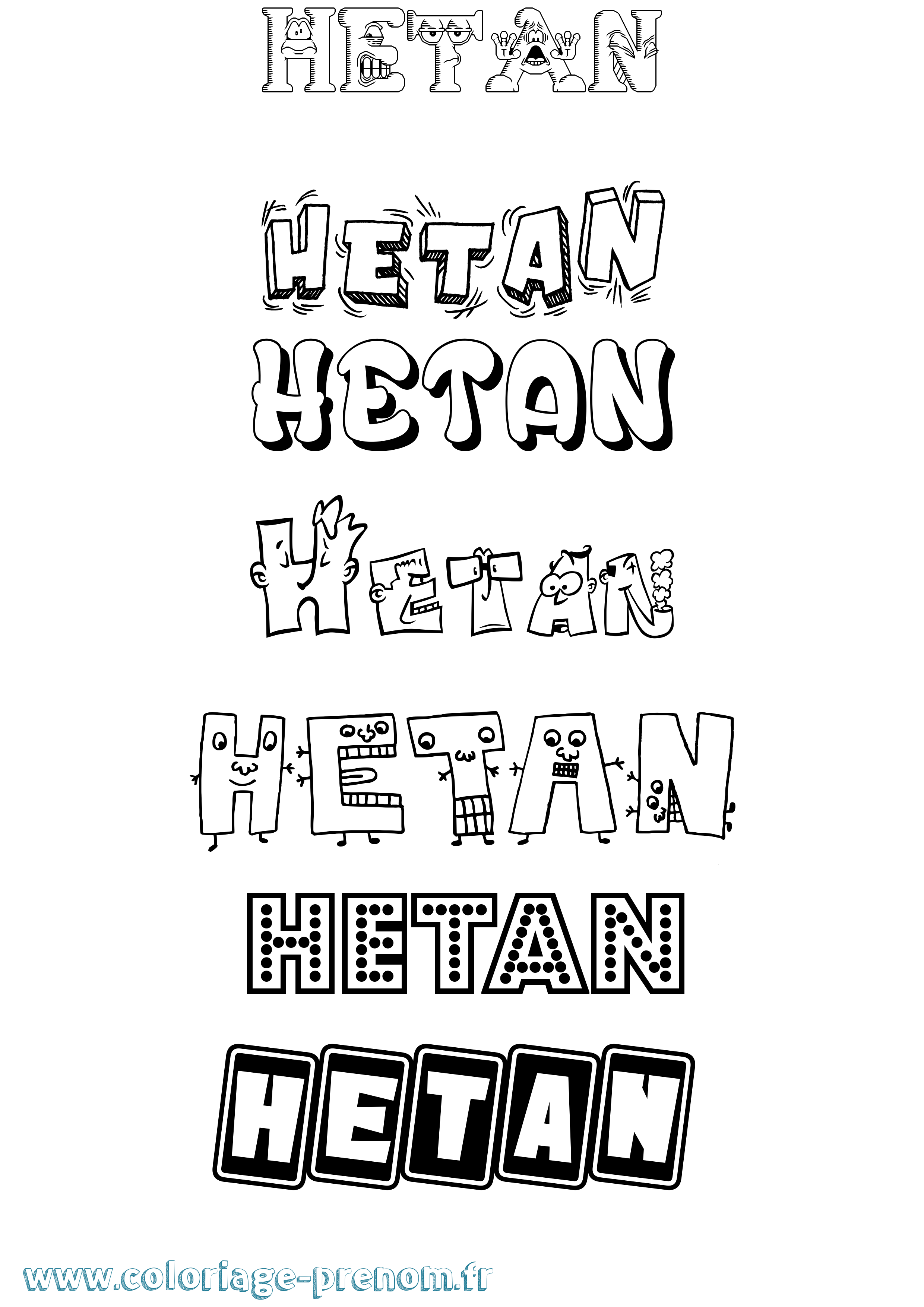 Coloriage Hetan Fun Coloriage prénom Hetan Fun