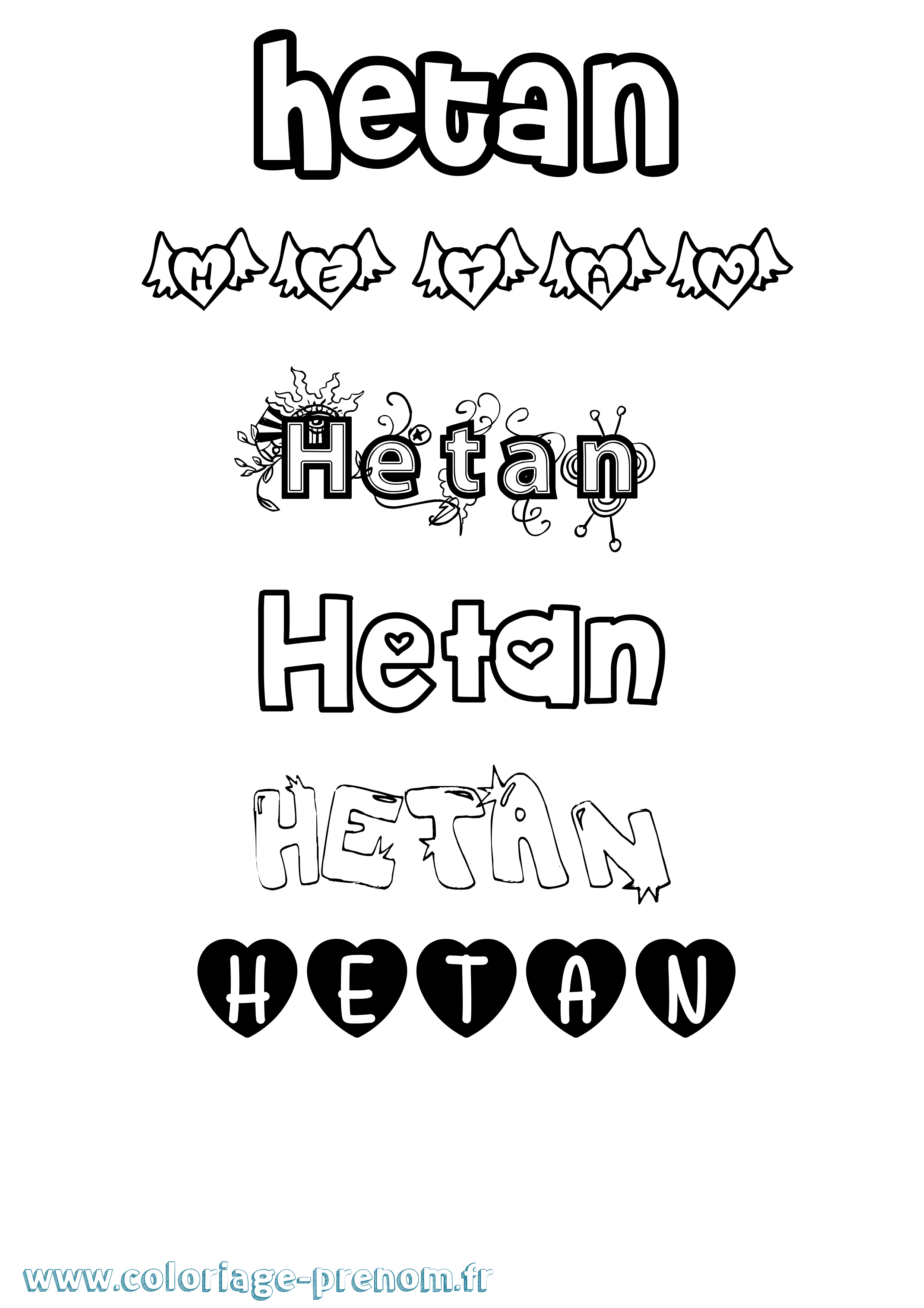 Coloriage Hetan Girly Coloriage prénom Hetan Girly
