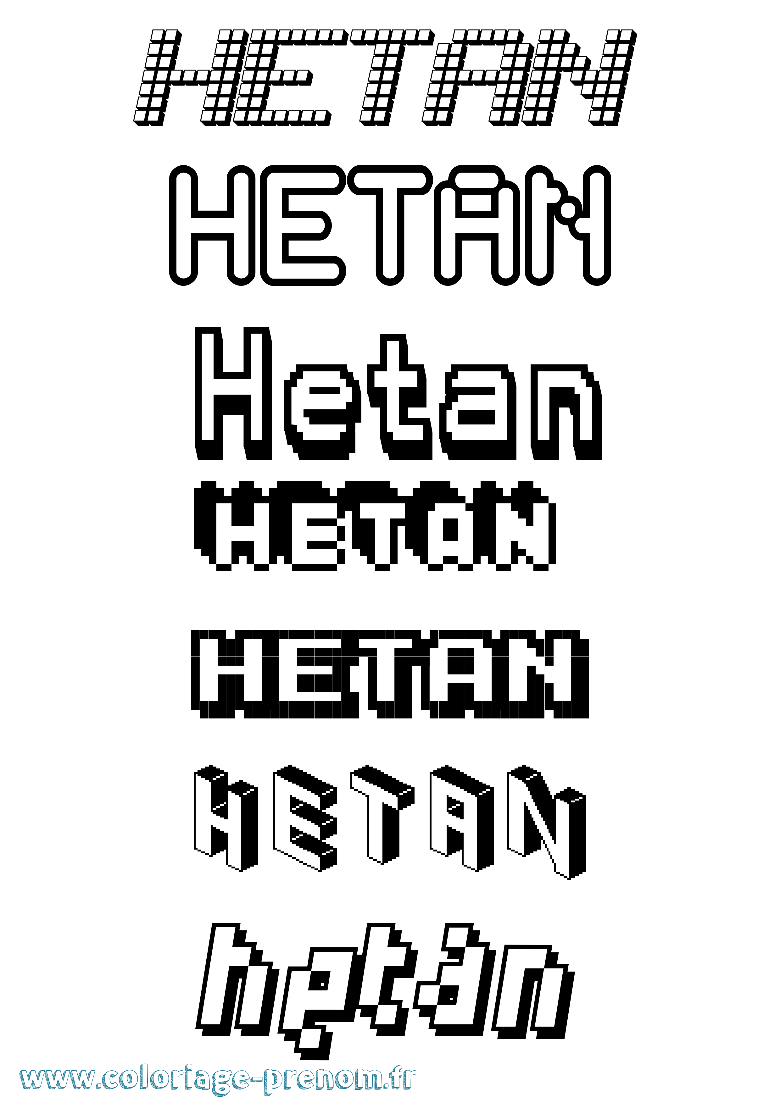 Coloriage Hetan Pixel Coloriage prénom Hetan Pixel