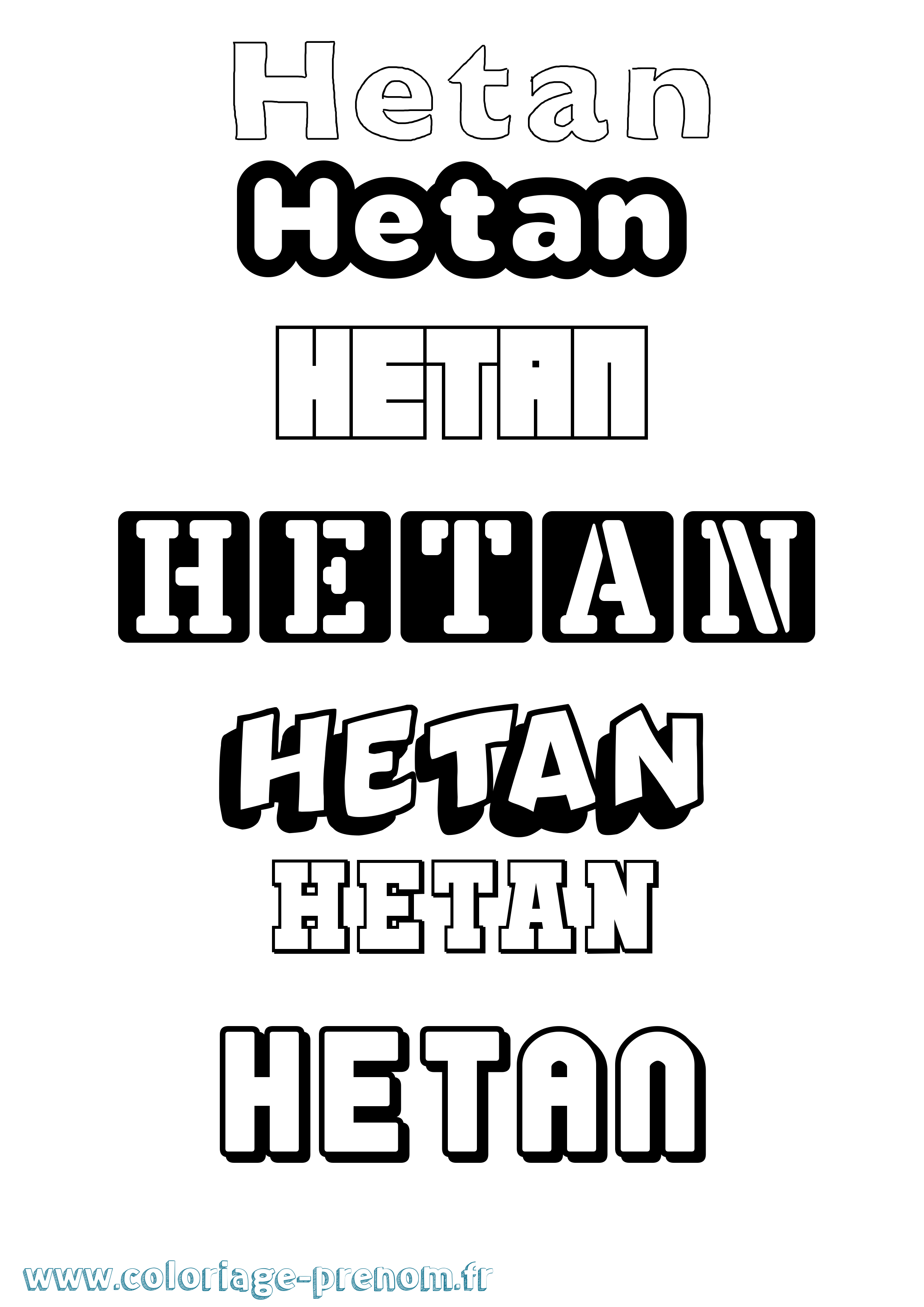 Coloriage Hetan Simple Coloriage prénom Hetan Simple