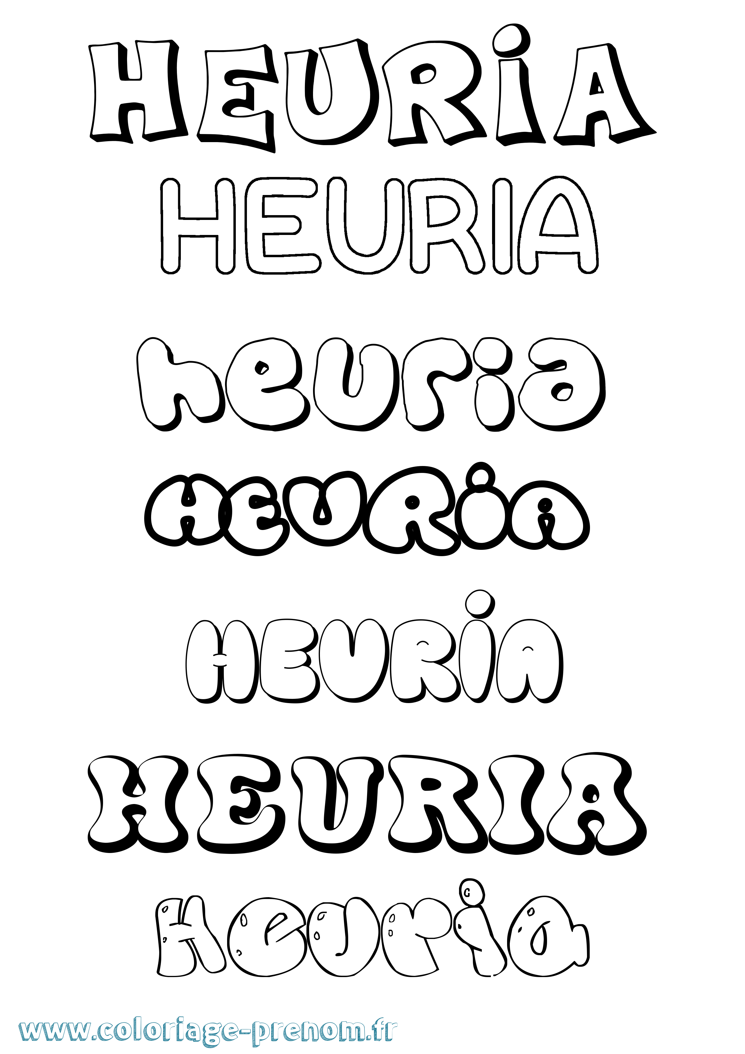 Coloriage Heuria Bubble Coloriage prénom Heuria Bubble