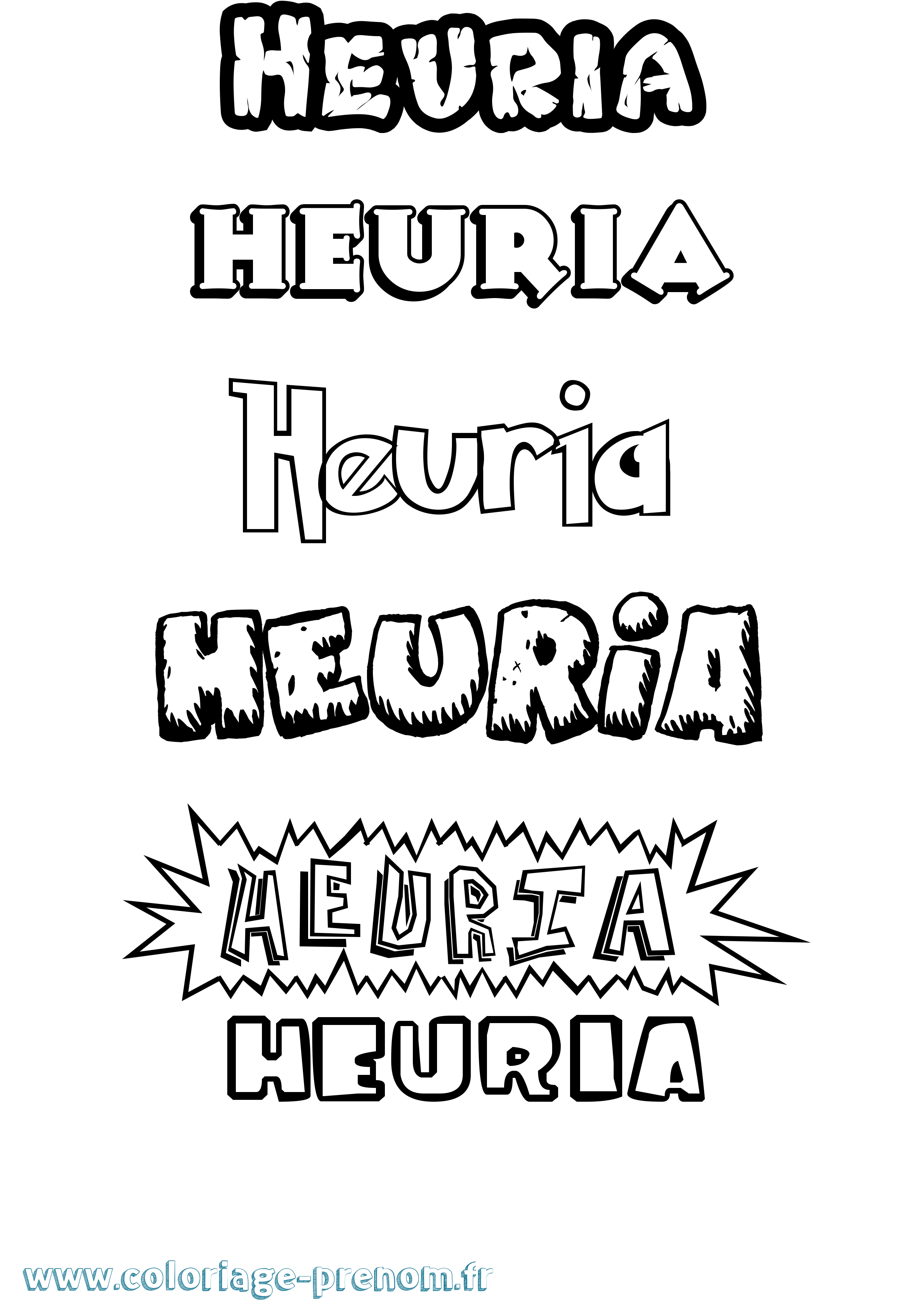 Coloriage Heuria Dessin Animé Coloriage prénom Heuria Dessin Animé