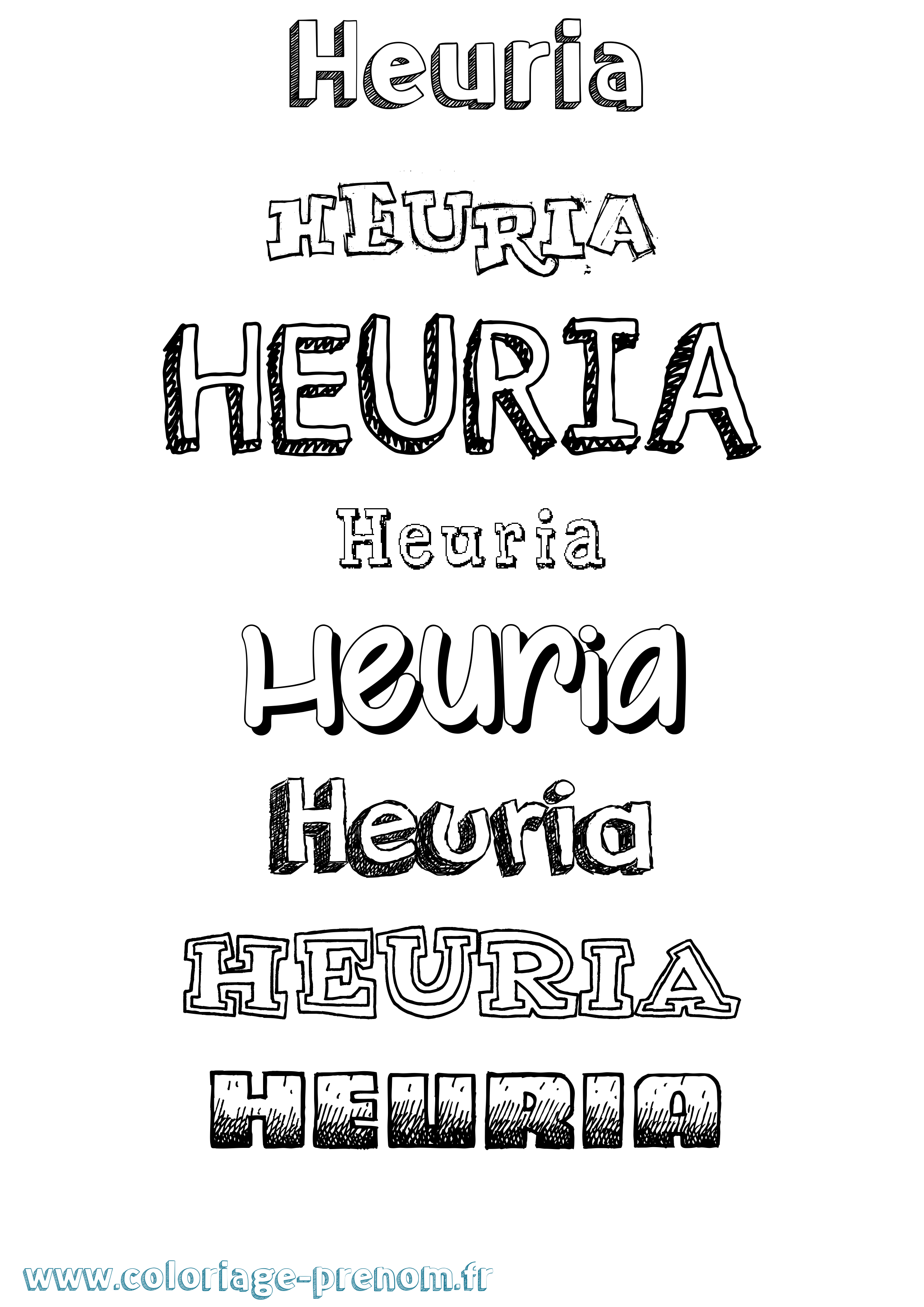 Coloriage Heuria Dessiné Coloriage prénom Heuria Dessiné