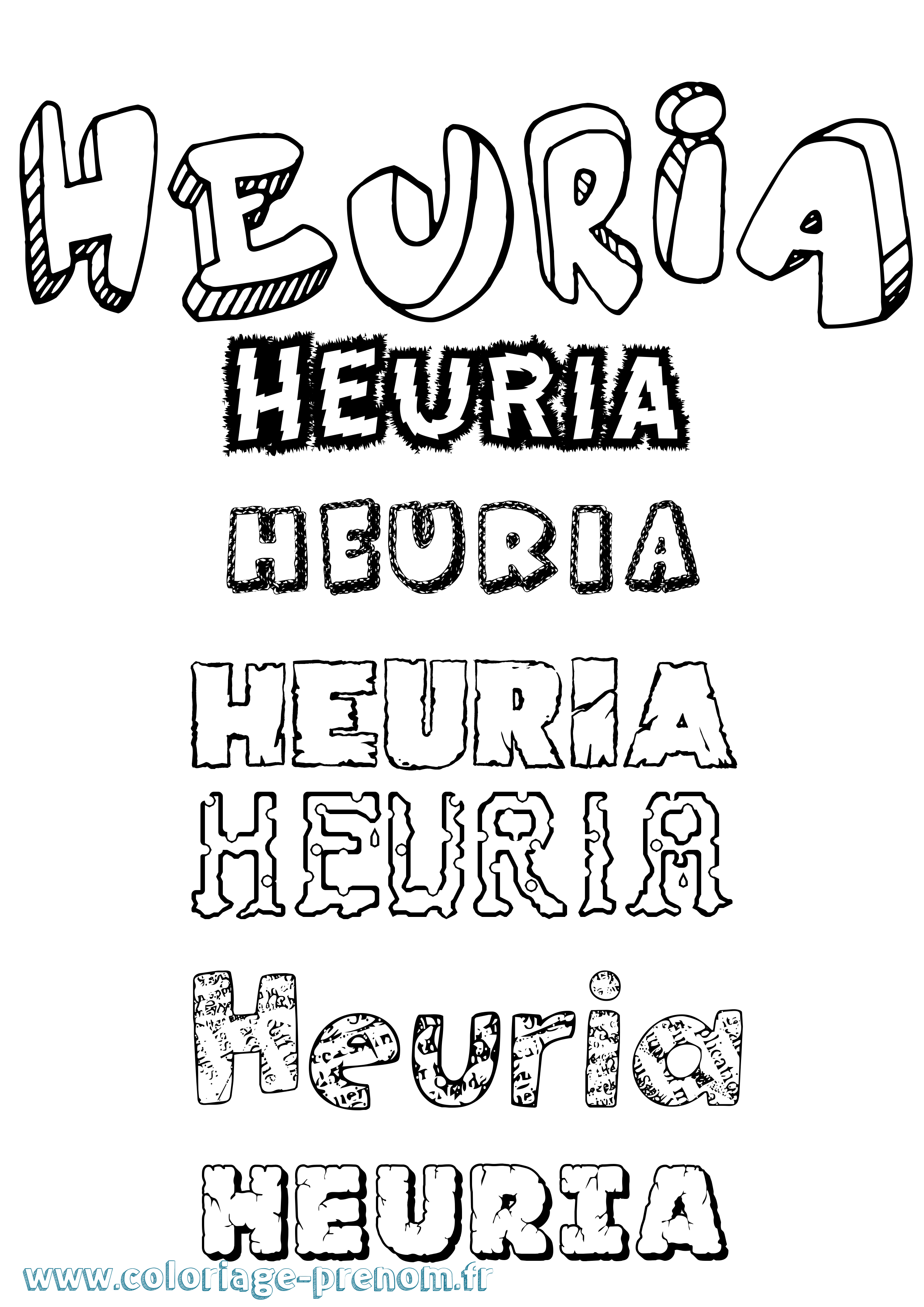 Coloriage Heuria Destructuré Coloriage prénom Heuria Destructuré